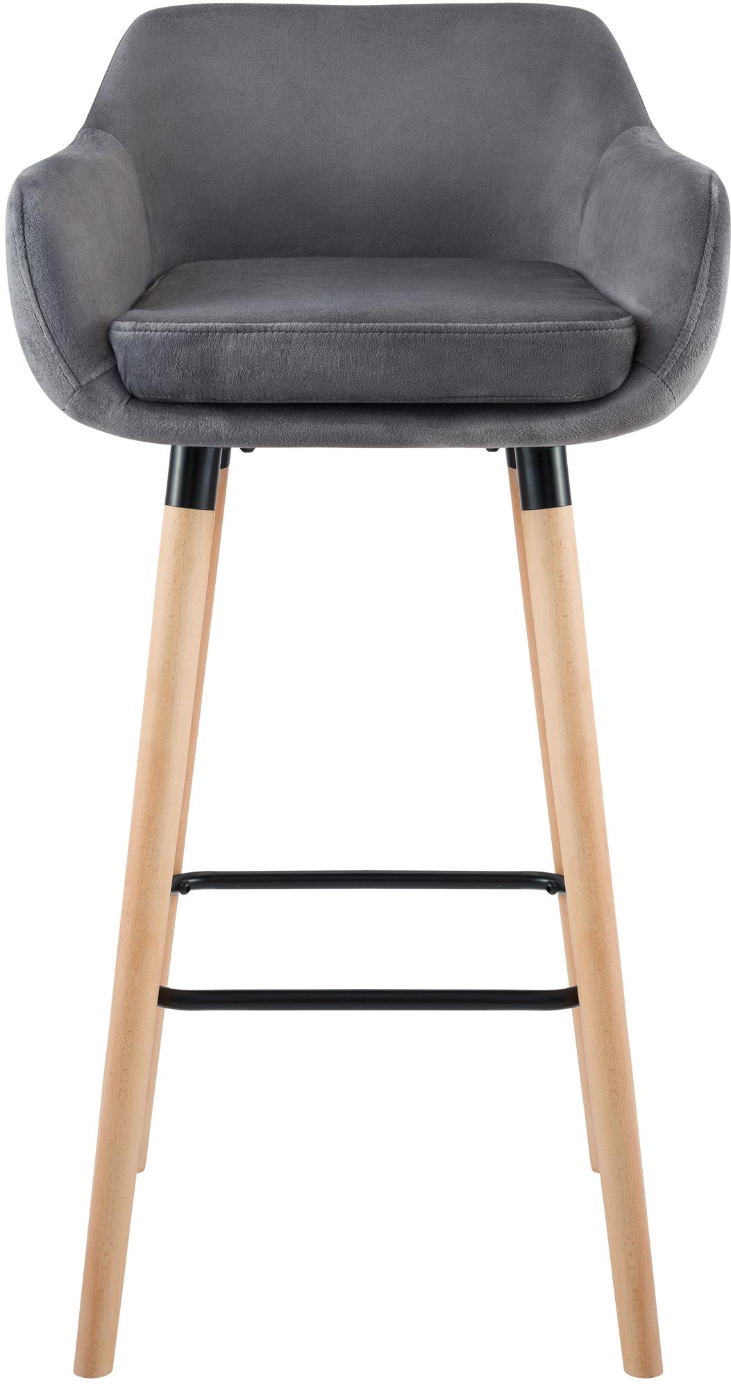 2er Set Barhocker Grant Samt, grau