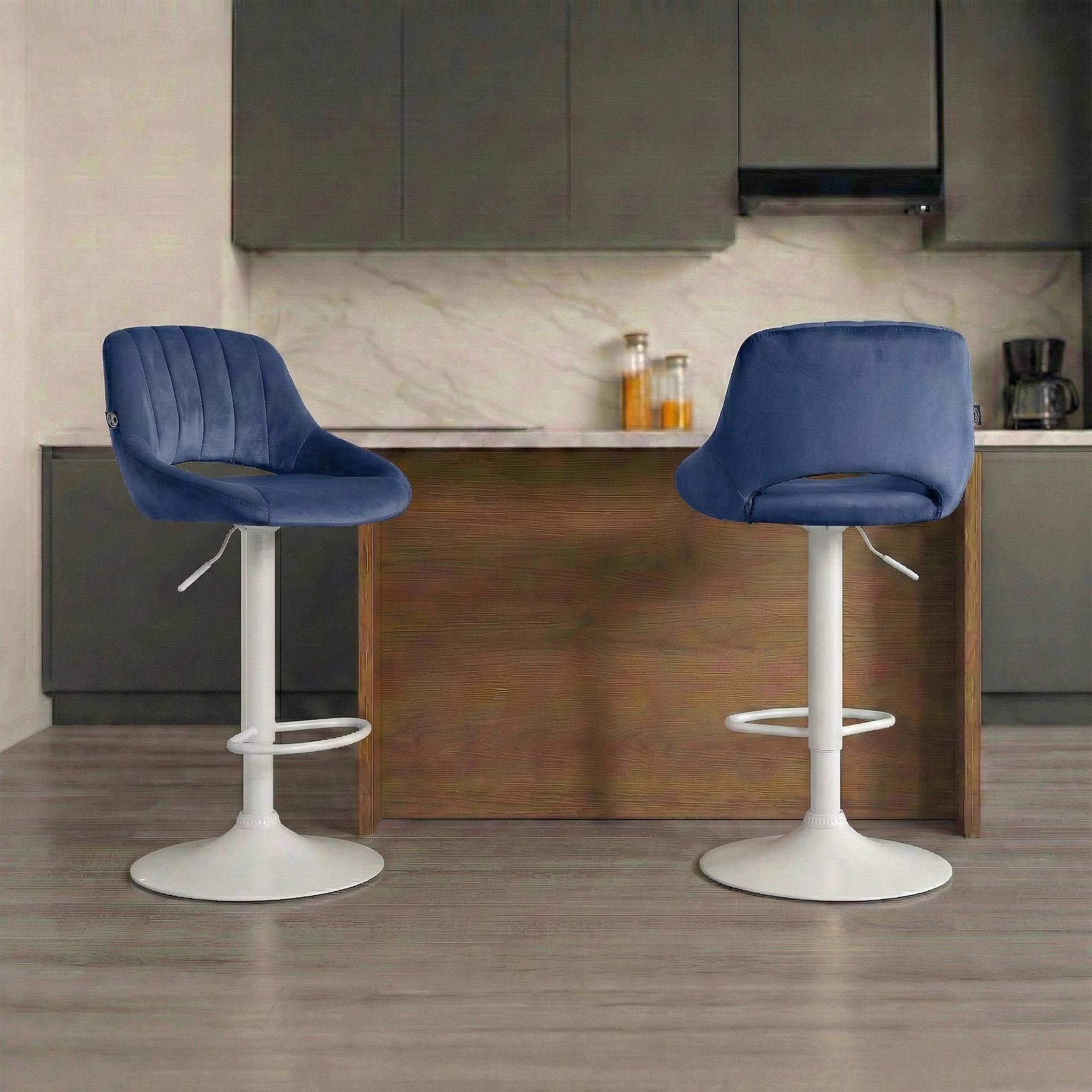 2er Set Barhocker Milet Samt W, blau
