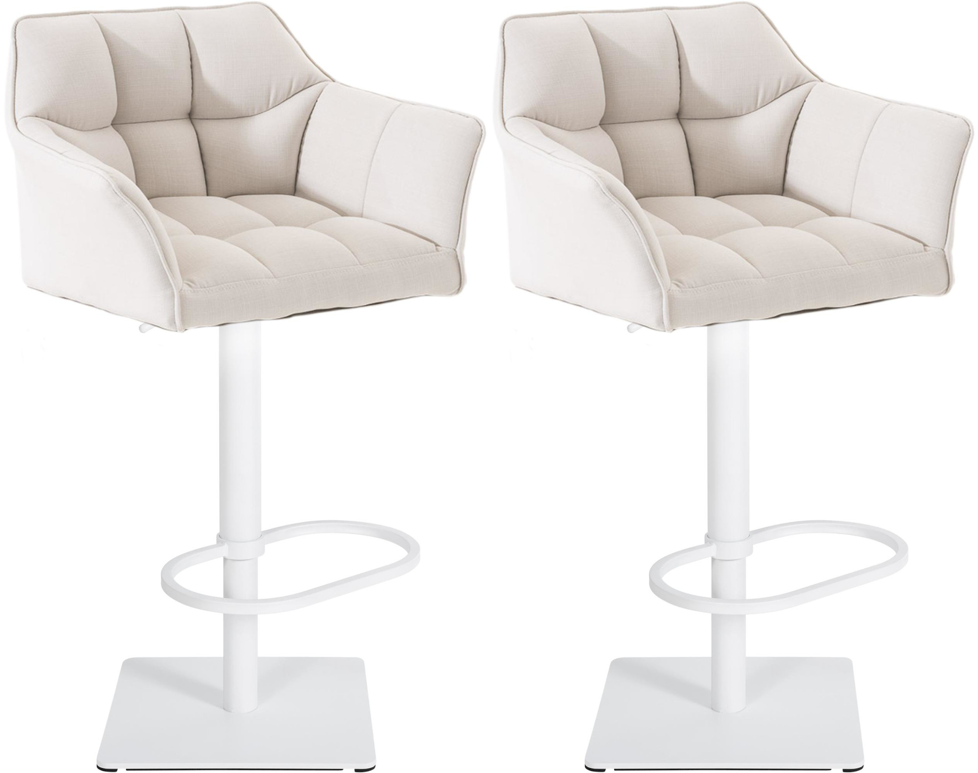 2er Set Barhocker Damaso Stoff weiß, weiß