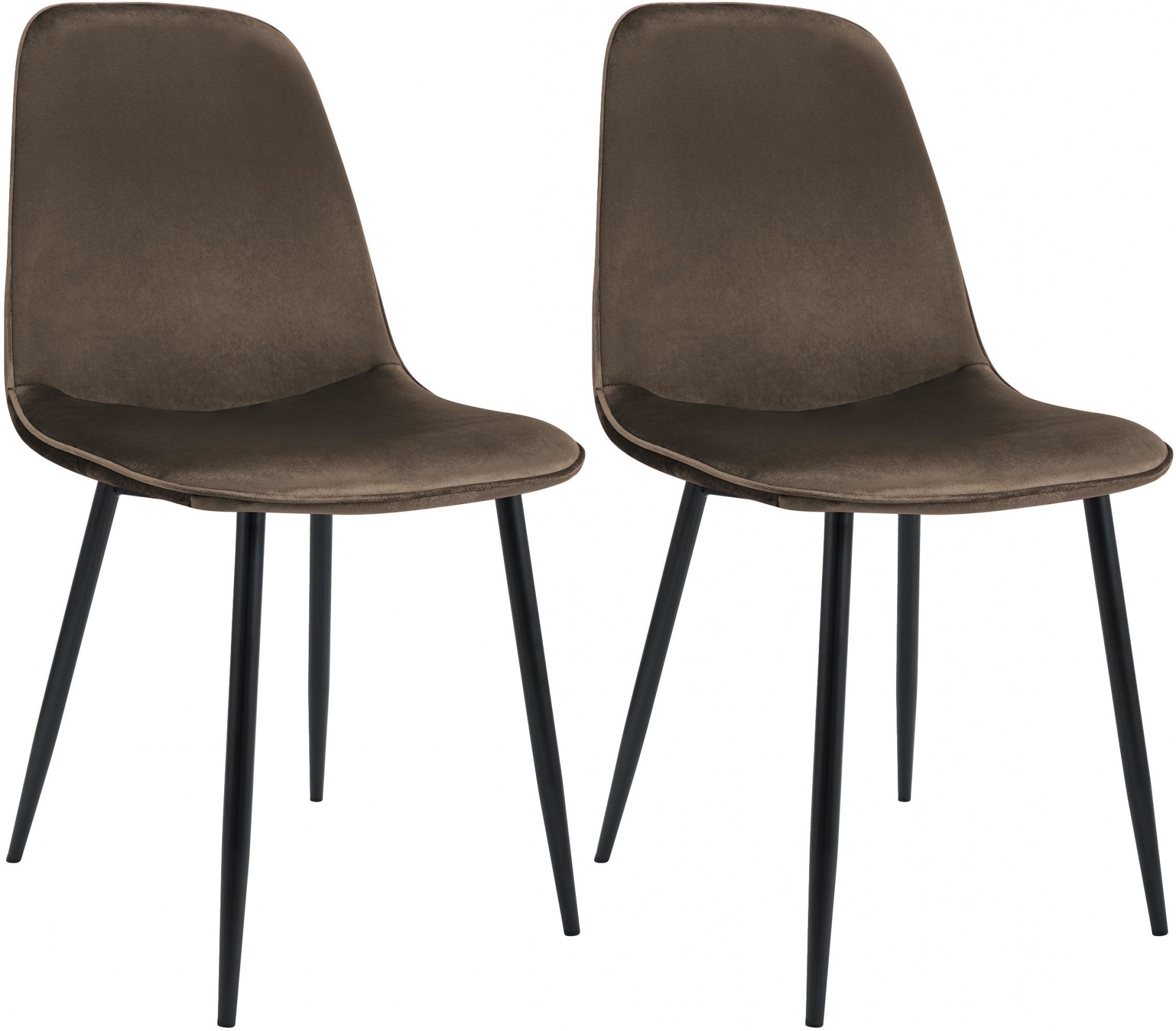 2er Set Esszimmerstuhl Maryam Samt, braun