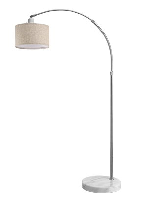 Design Bogenlampe Grau Leinen 150-175cm verstellbar