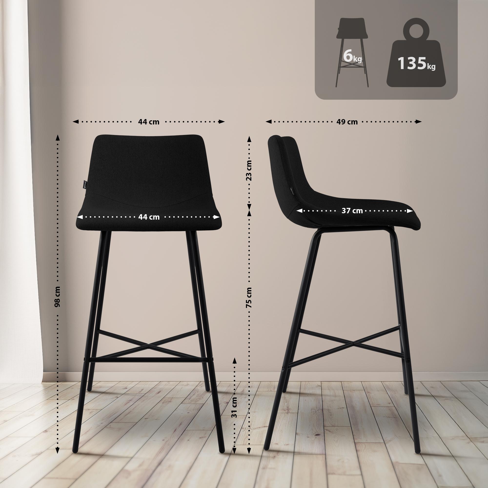 Barhocker Altona Stoff, schwarz