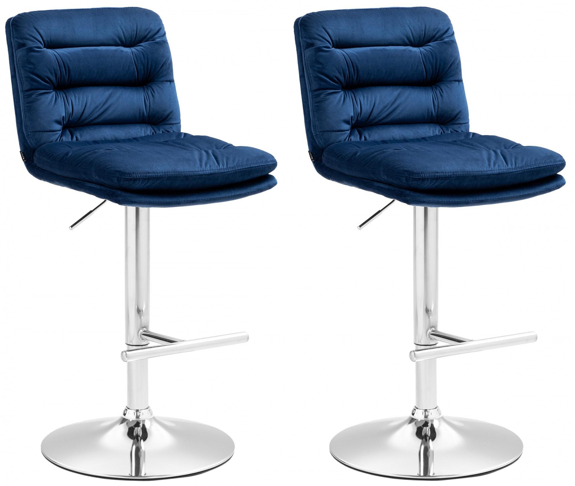 2er Set Barhocker Damar Samt chrom, blau
