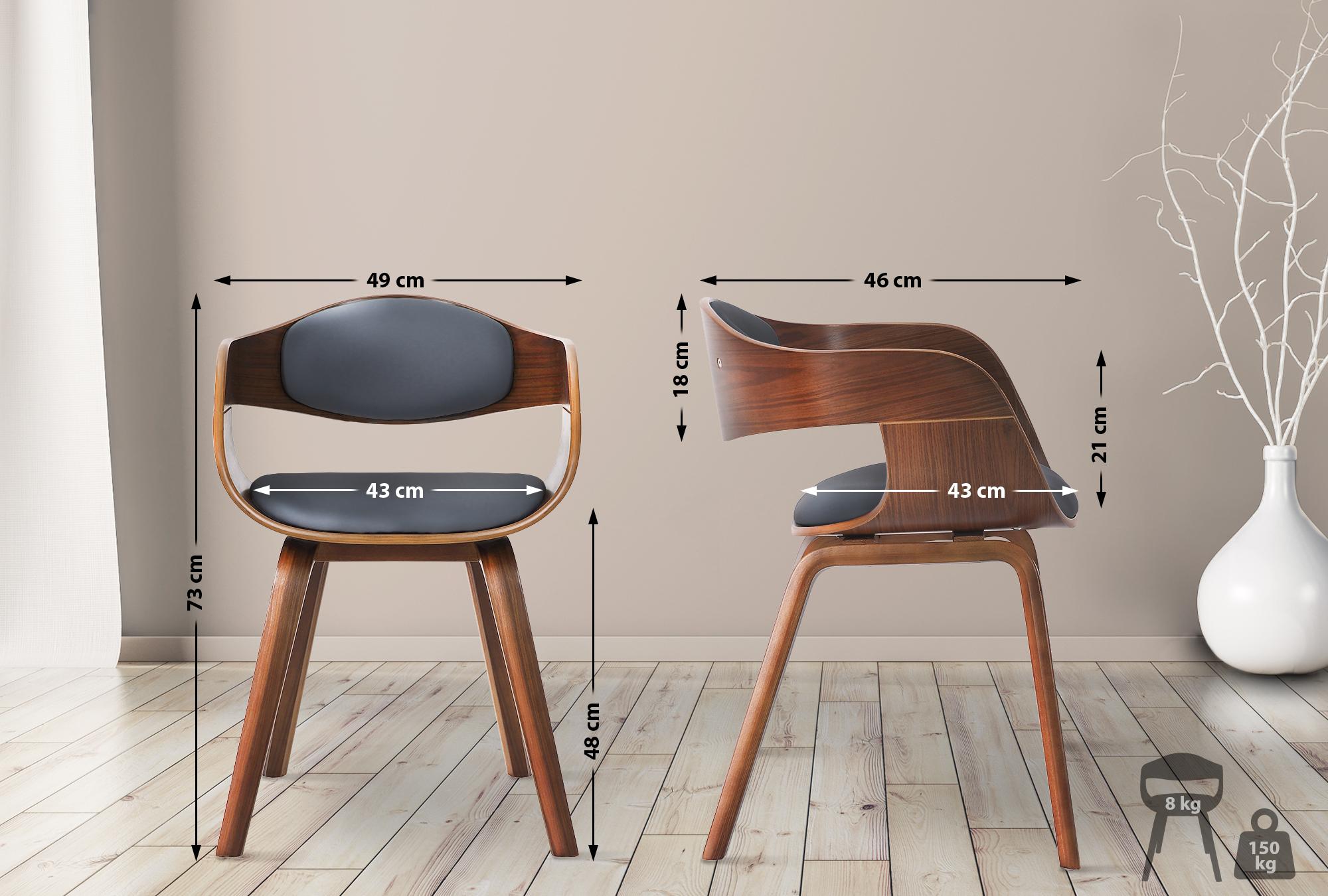 2er Set Stühle Kingston Kunstleder, walnuss/grau