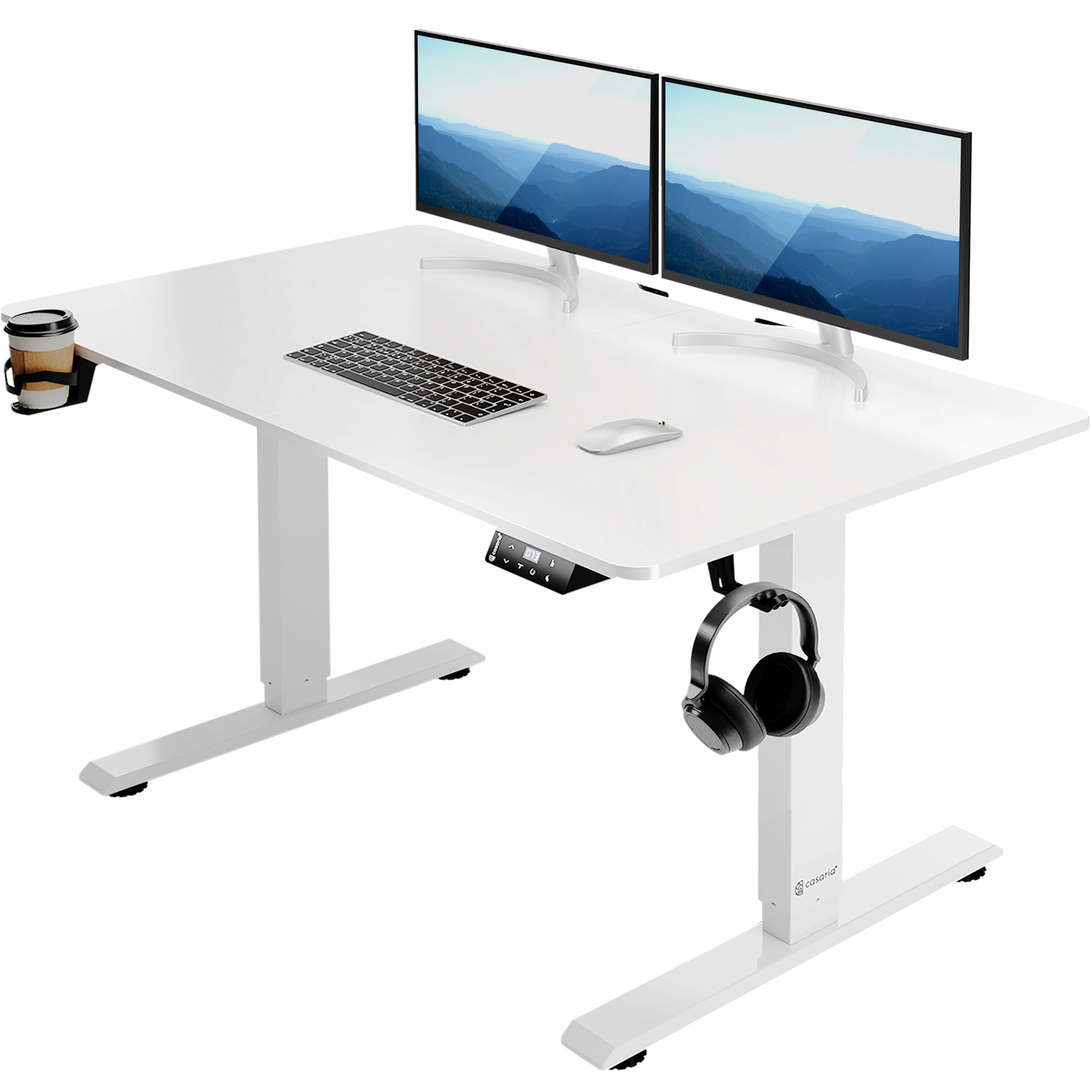 Höhenverstellbarer Schreibtisch Weiß 110x60x73-118cm