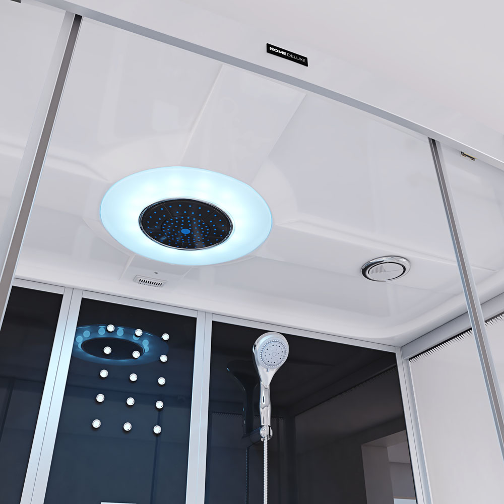 Dampfdusche mit Whirlpoolfunktion und LED-Beleuchtung DIAMOND BIG - 190 x 100 cm Schwarz