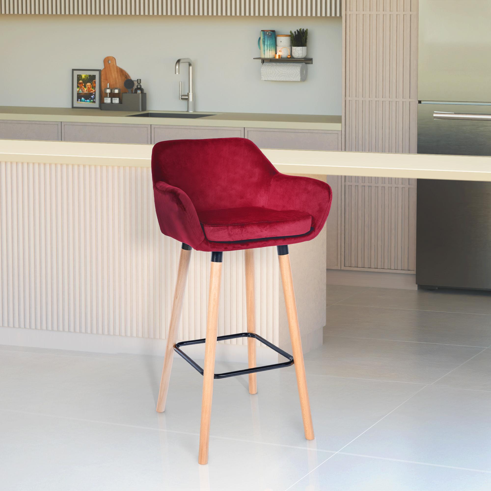 2er Set Barhocker Grant Samt, rot