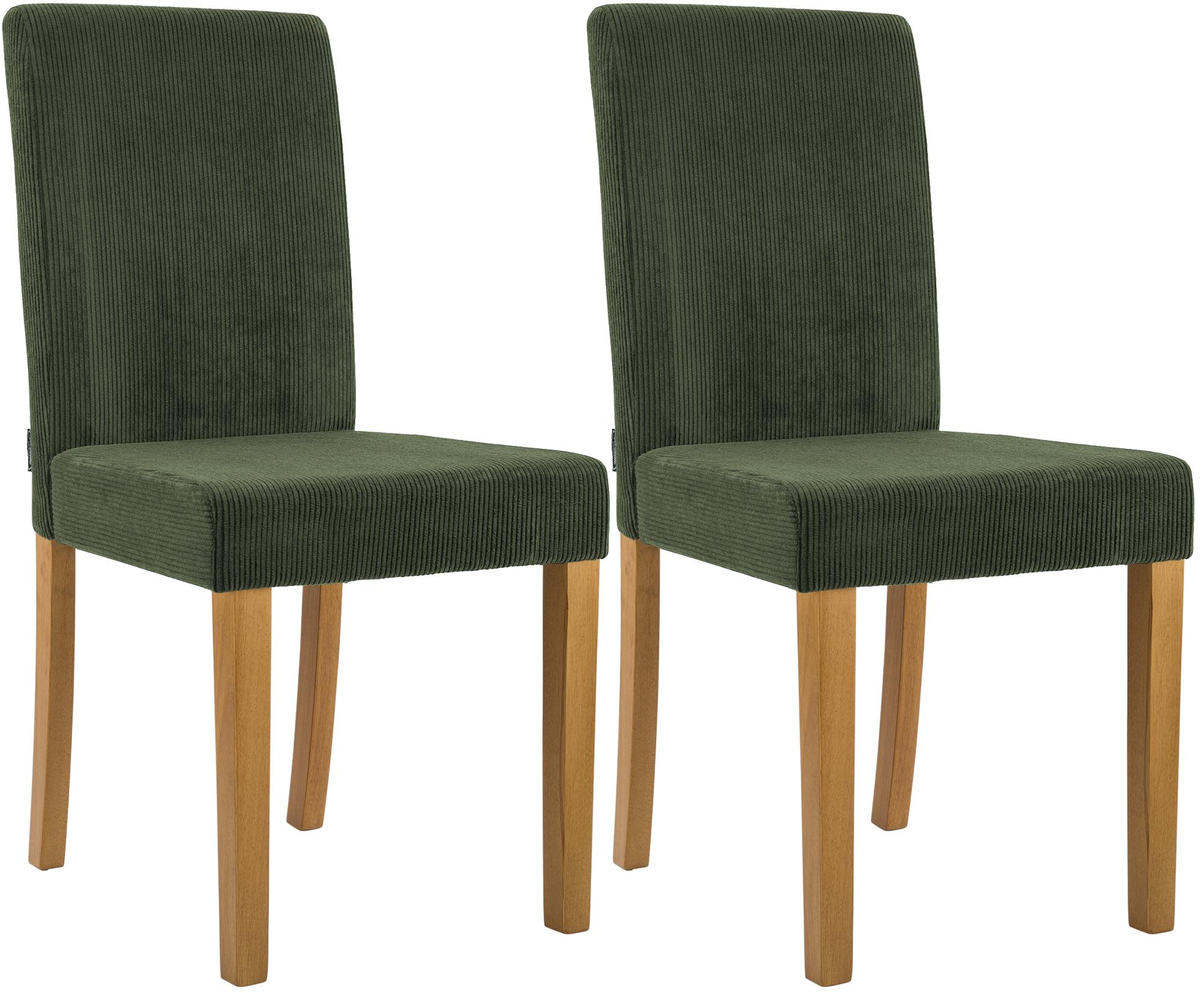 2er Set Esszimmerstuhl Ina Cord antik hell, grün