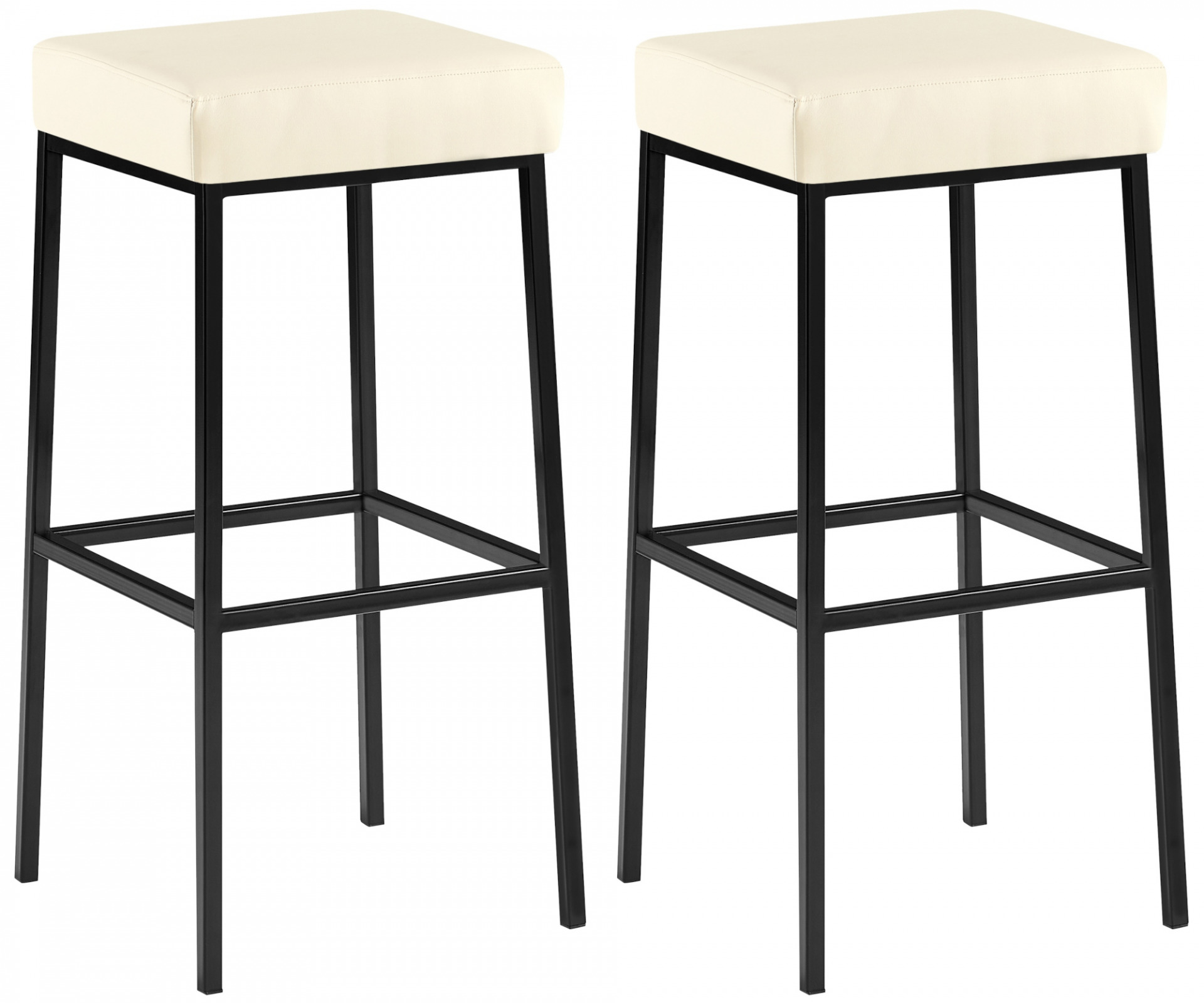 2er Set Barhocker Montreal 85 Kunstleder schwarz, creme