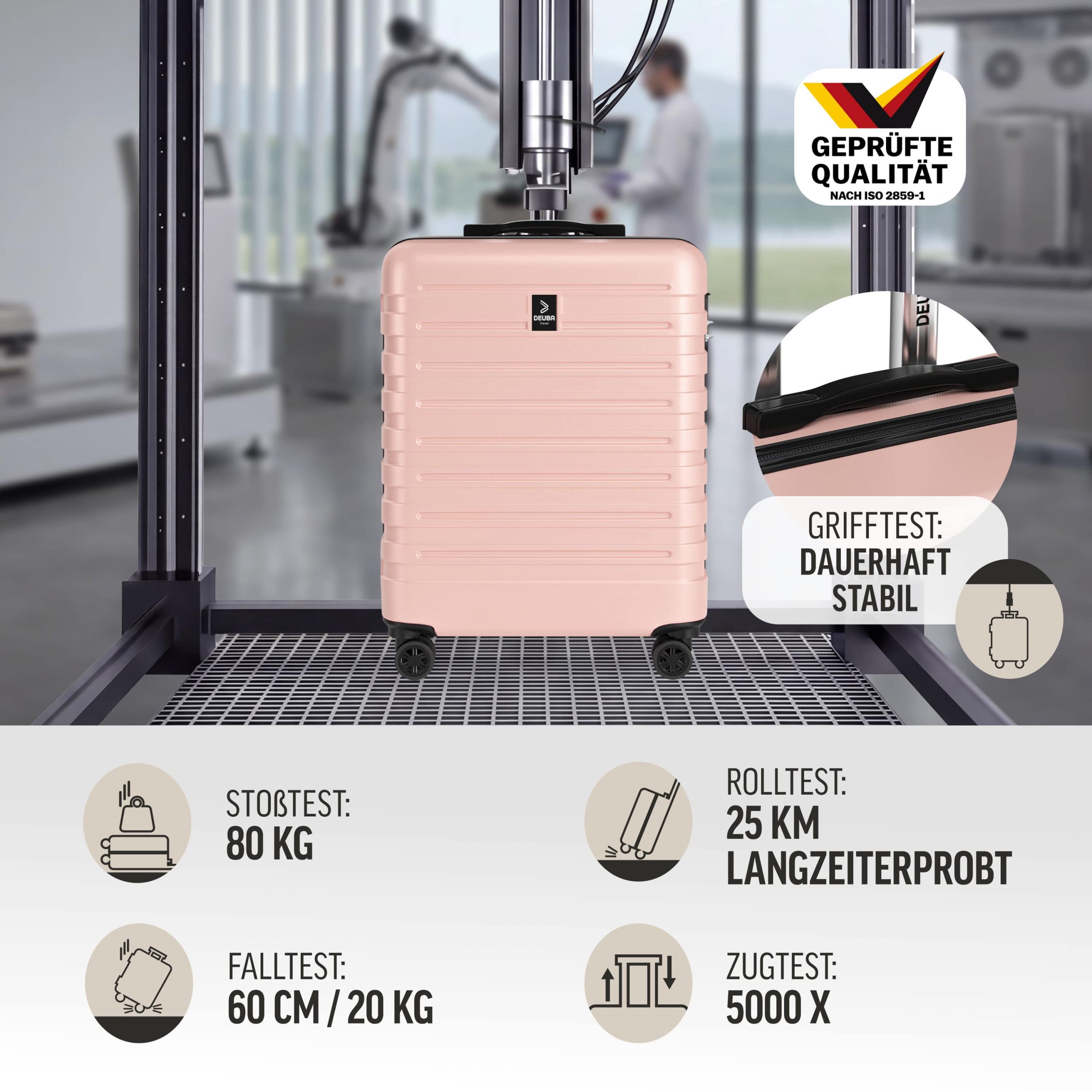 Hartschalenkoffer New York Set 3-tlg Pastellrosa Rollen 360º ABS