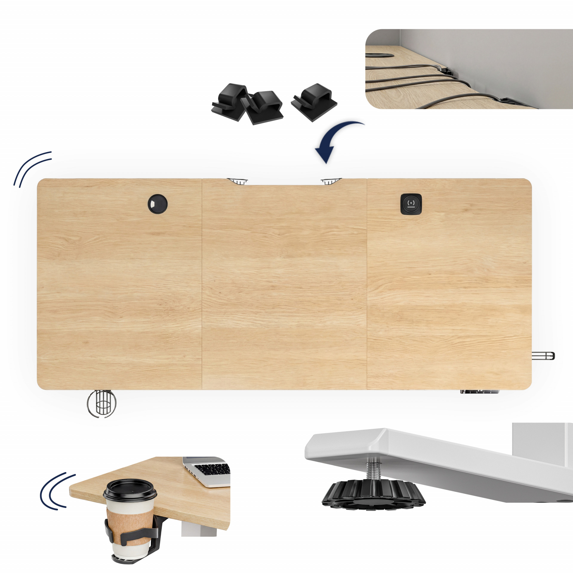 Höhenverstellbarer Schreibtisch Beige 140x60x72-117cm