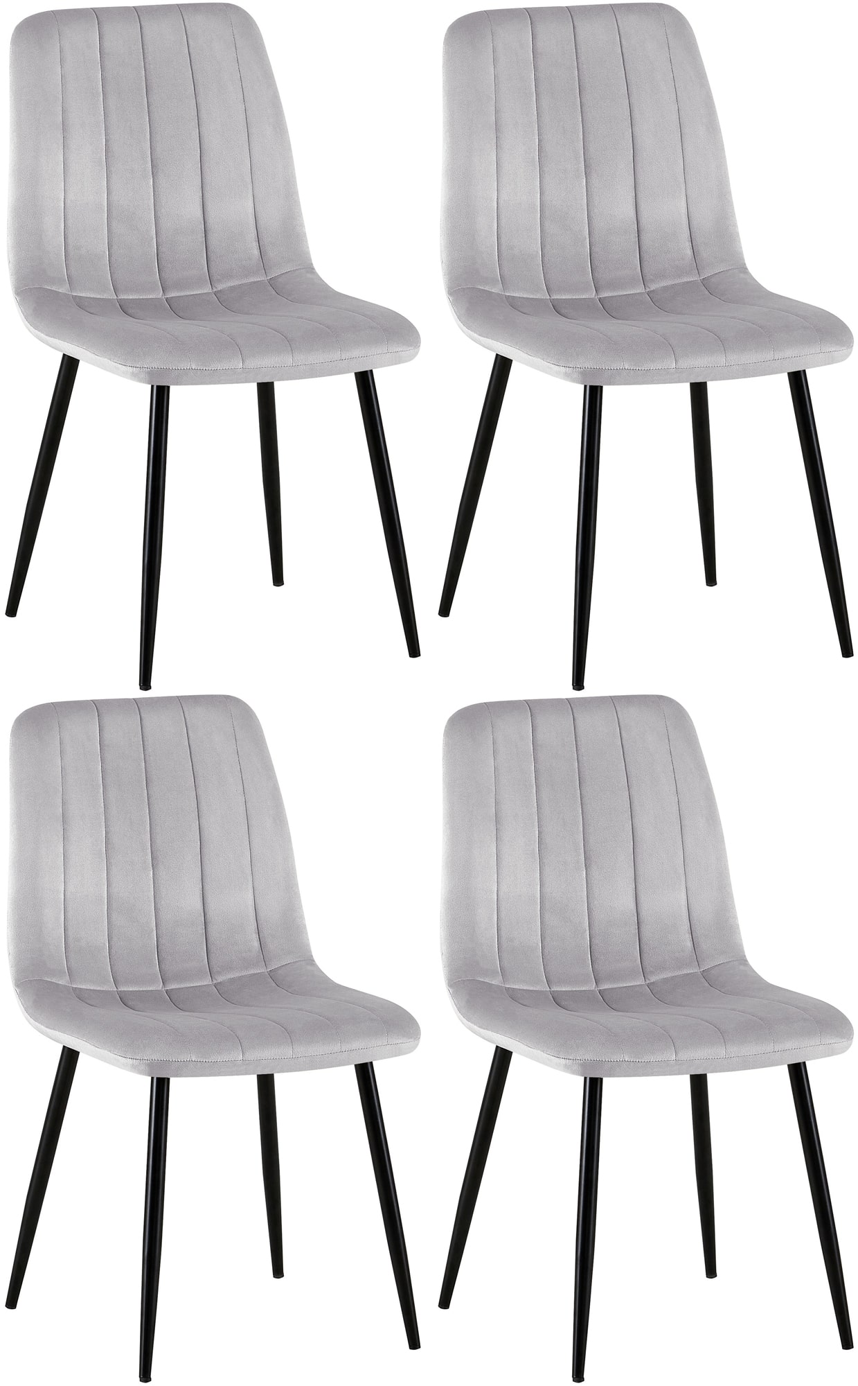 4er Set Stühle Dijon Samt, grau