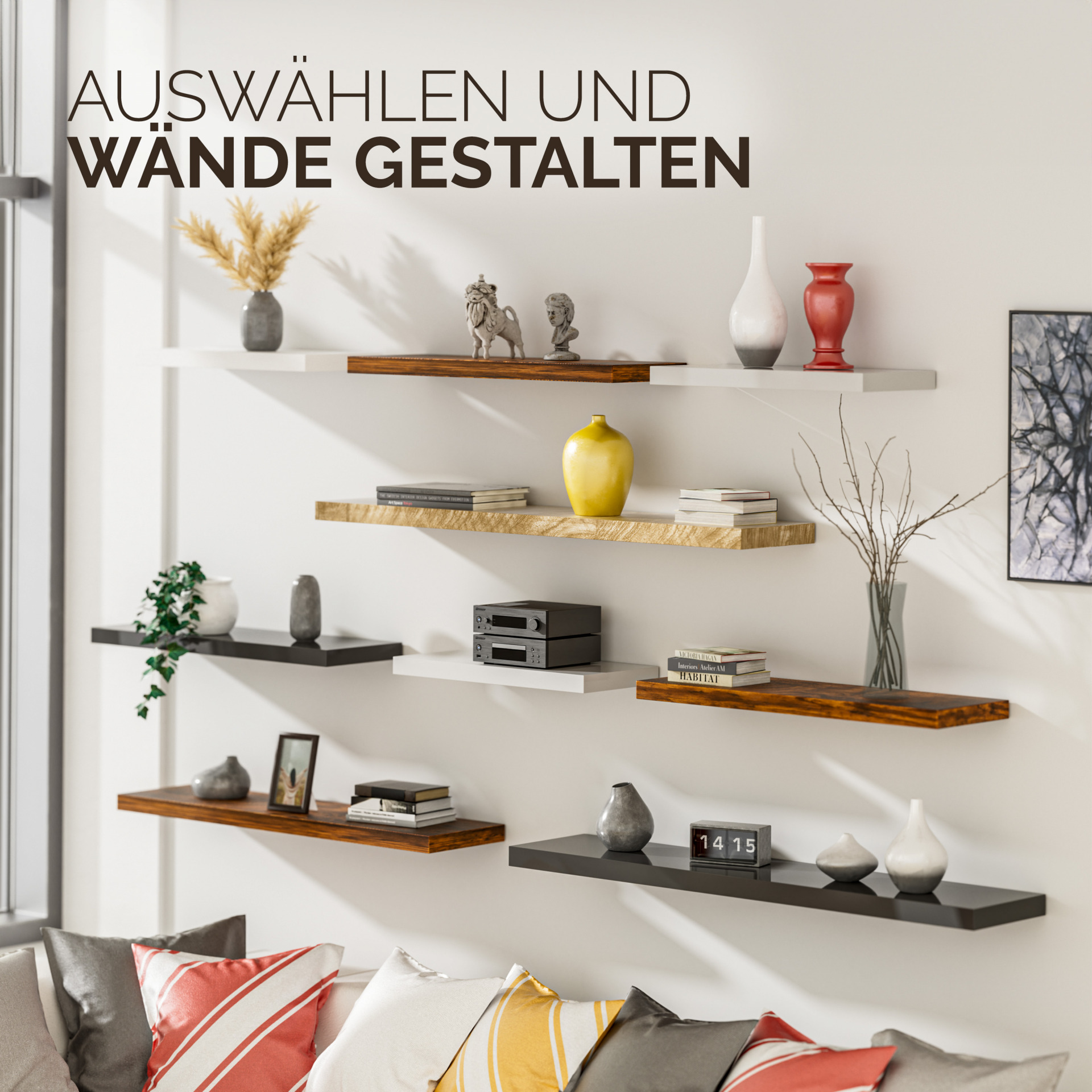 Wandregal Schweberegal 70cm Weiß + Halterung
