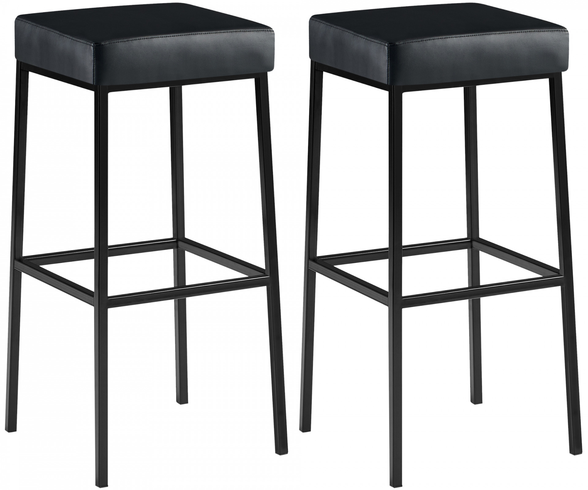 2er Set Barhocker Montreal 85 Kunstleder schwarz, schwarz