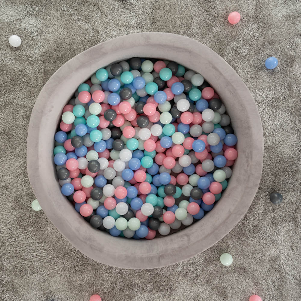 Bällebad Samt inkl. Spielbälle Pastell TWIRL - 100 x 100 cm Grau