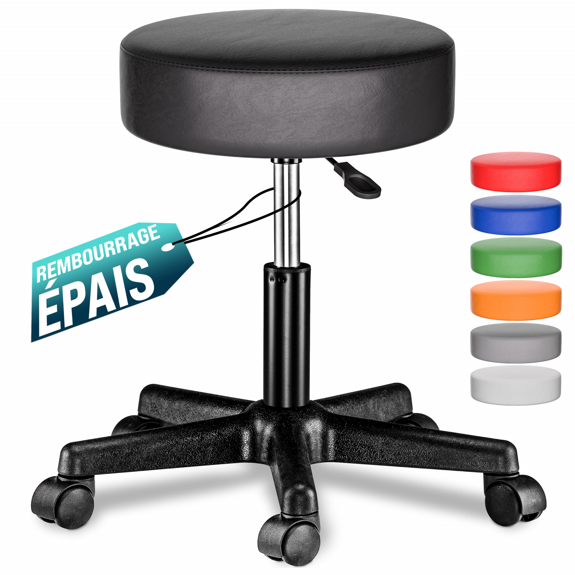 Rollhocker Kunstleder Schwarz 360° drehbar