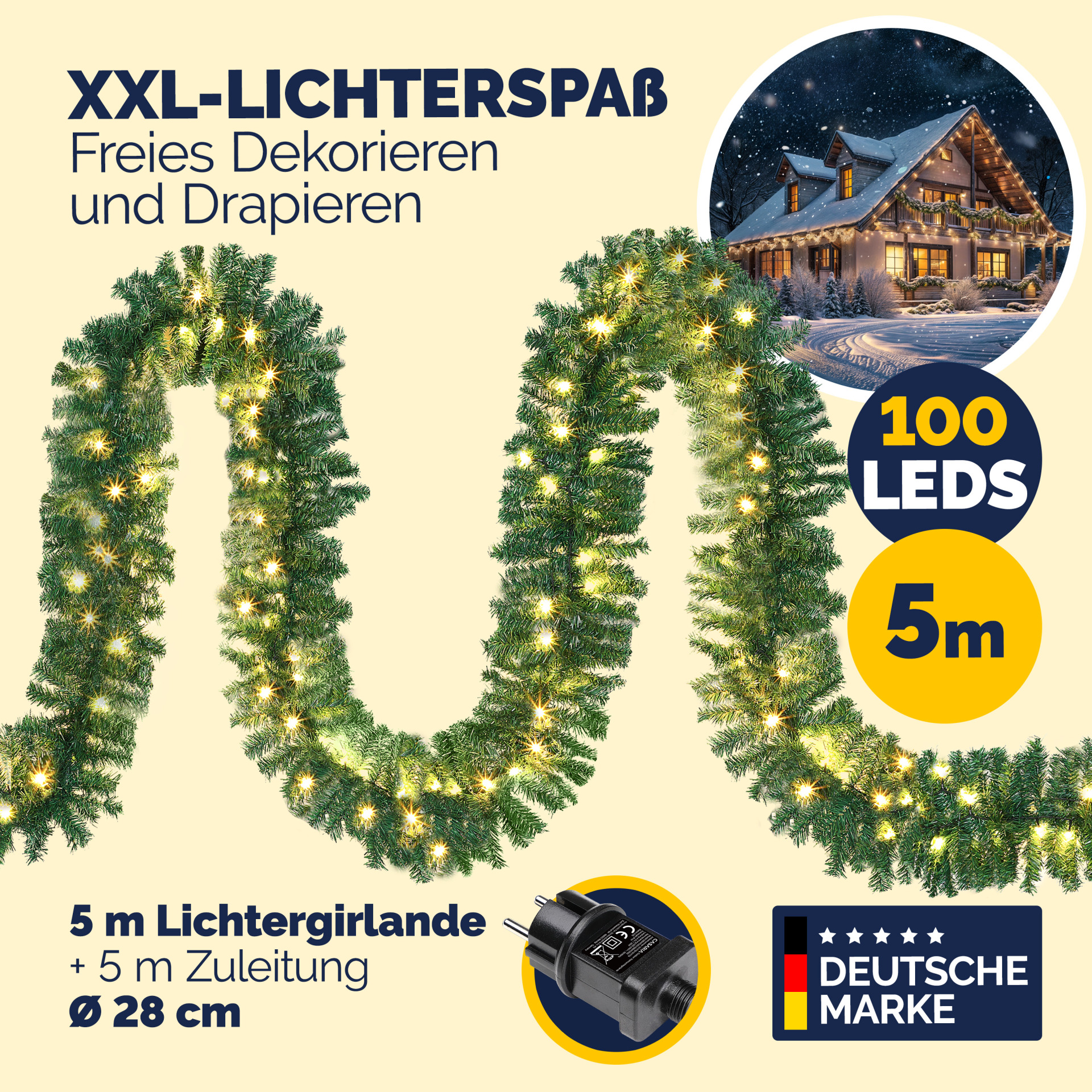 Weihnachtsgirlande 5m inkl Fernbedienung
