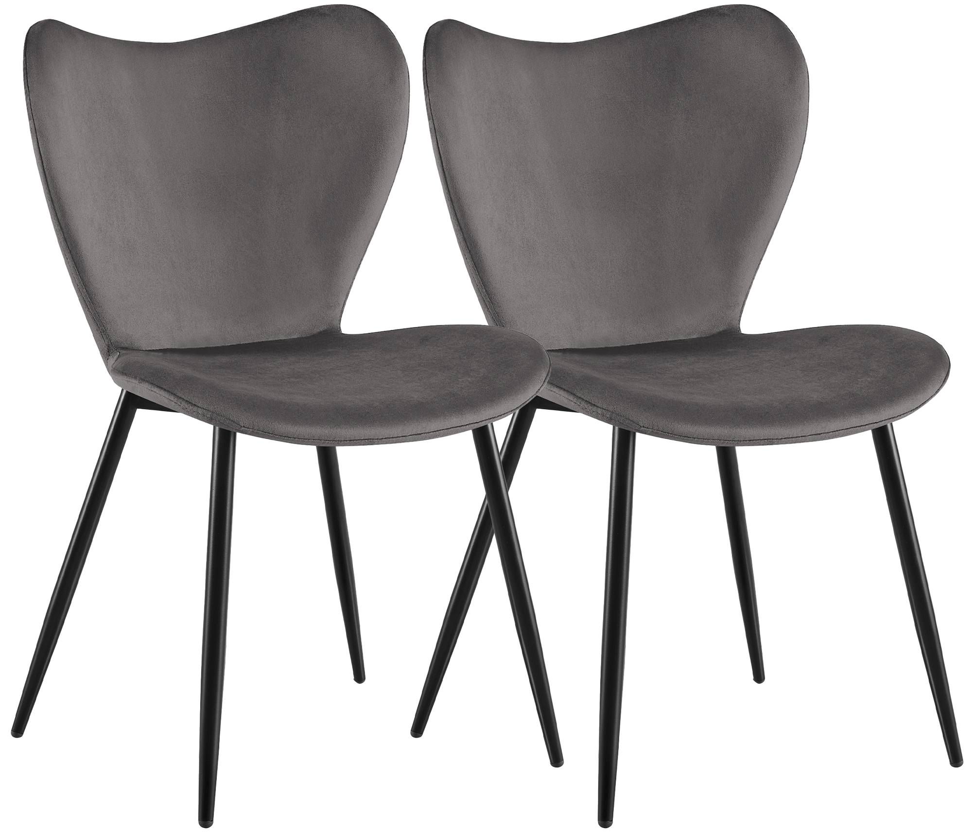 2er Set Esszimmerstuhl Maika Samt, dunkelgrau