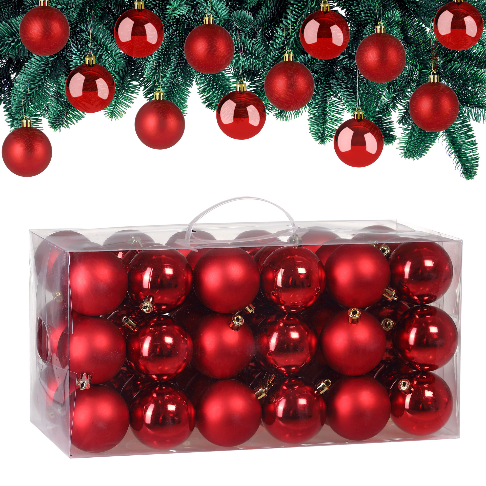 Weihnachtskugeln Rot 54-tlg in matt + glänzend
