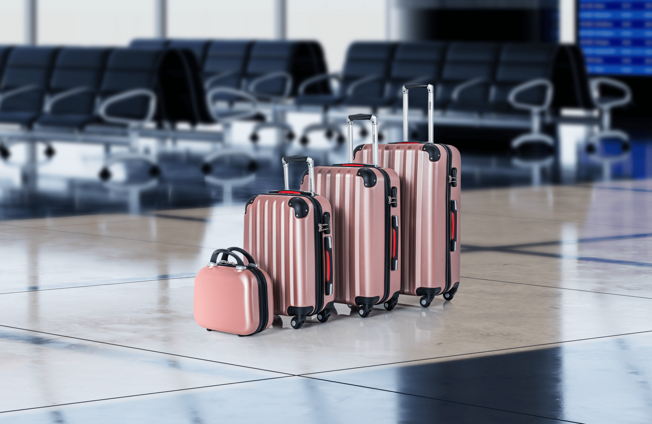 Hartschalenkoffer Set 4-tlg mit Zubehör Rollen 360º Rosé ABS