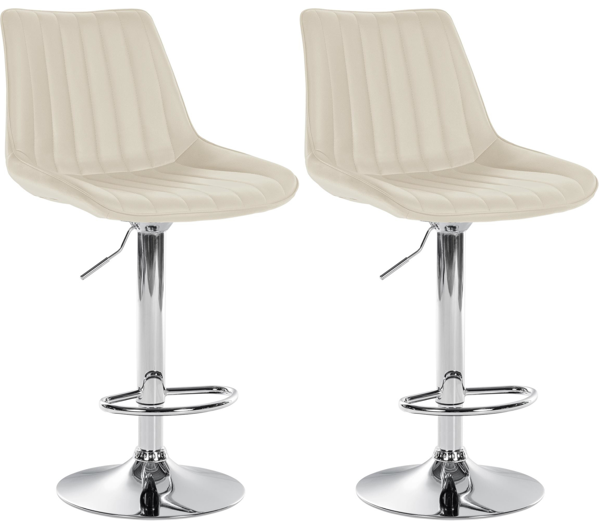 2er Set Barhocker Toni Kunstleder chrom, creme