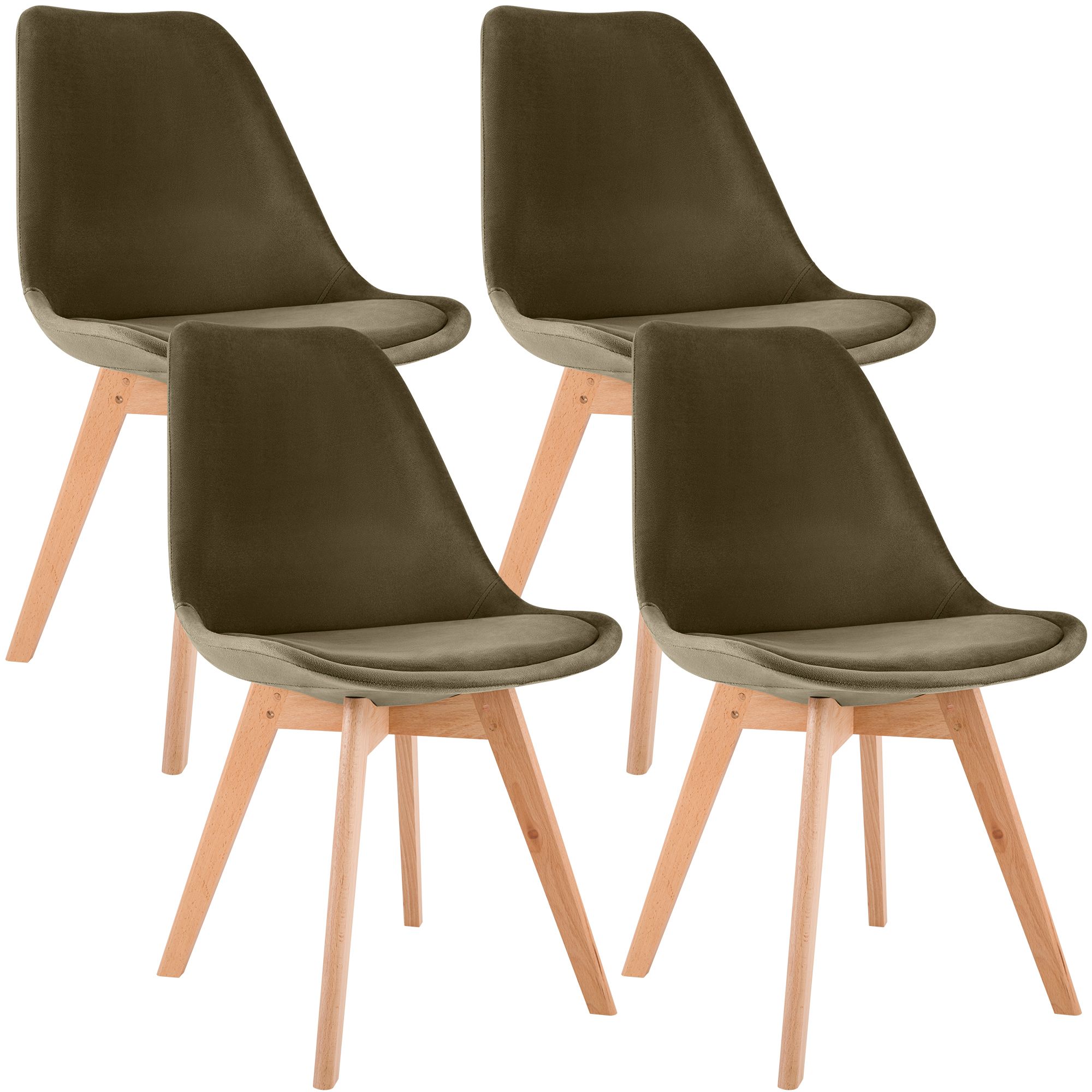 4er Set Stuhl Linares Samt, dunkelbraun