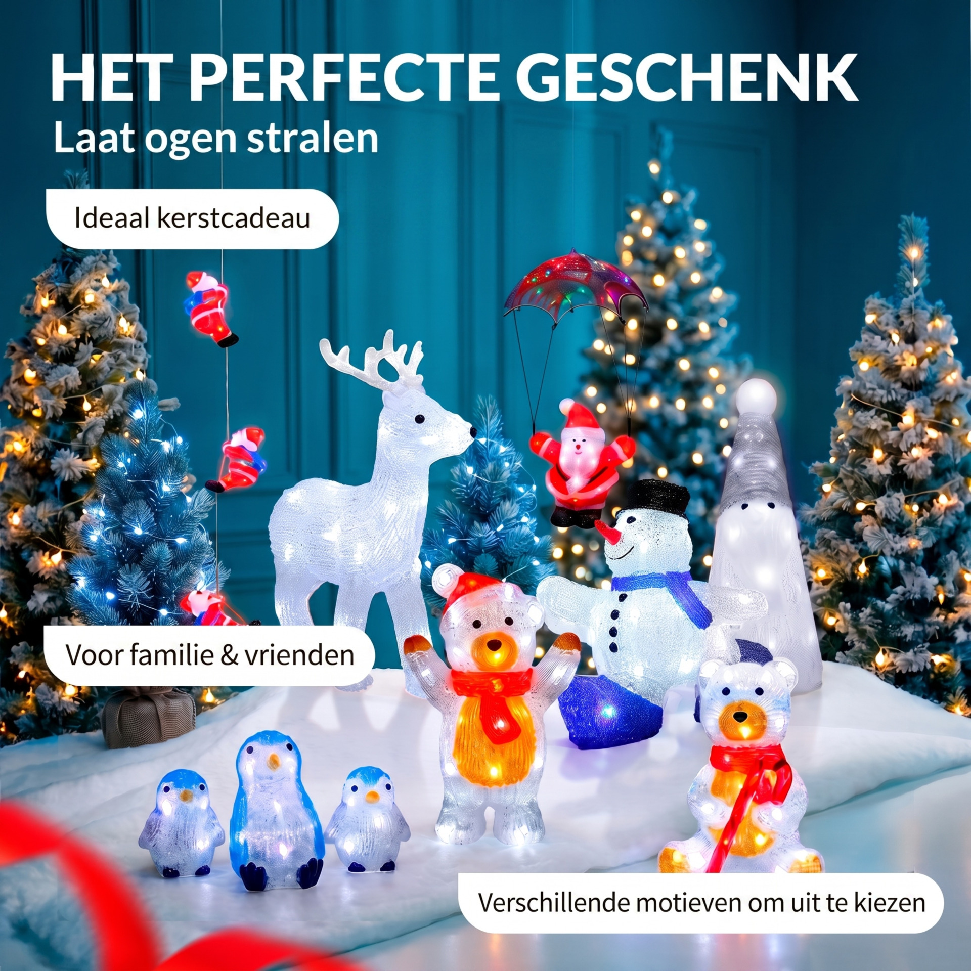 LED Acryl Figur Weihnachten Santa Weiß