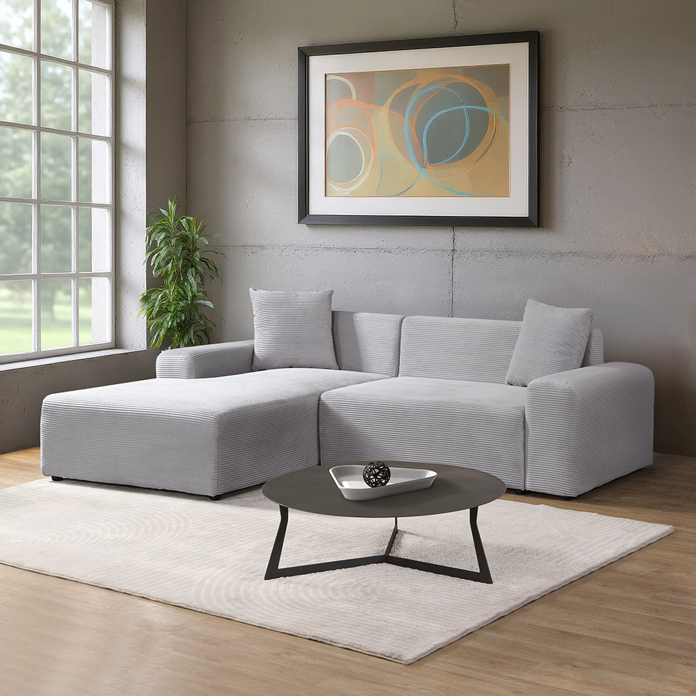 Ecksofa AMELIO Cord Grau Links - 240 x 178 cm