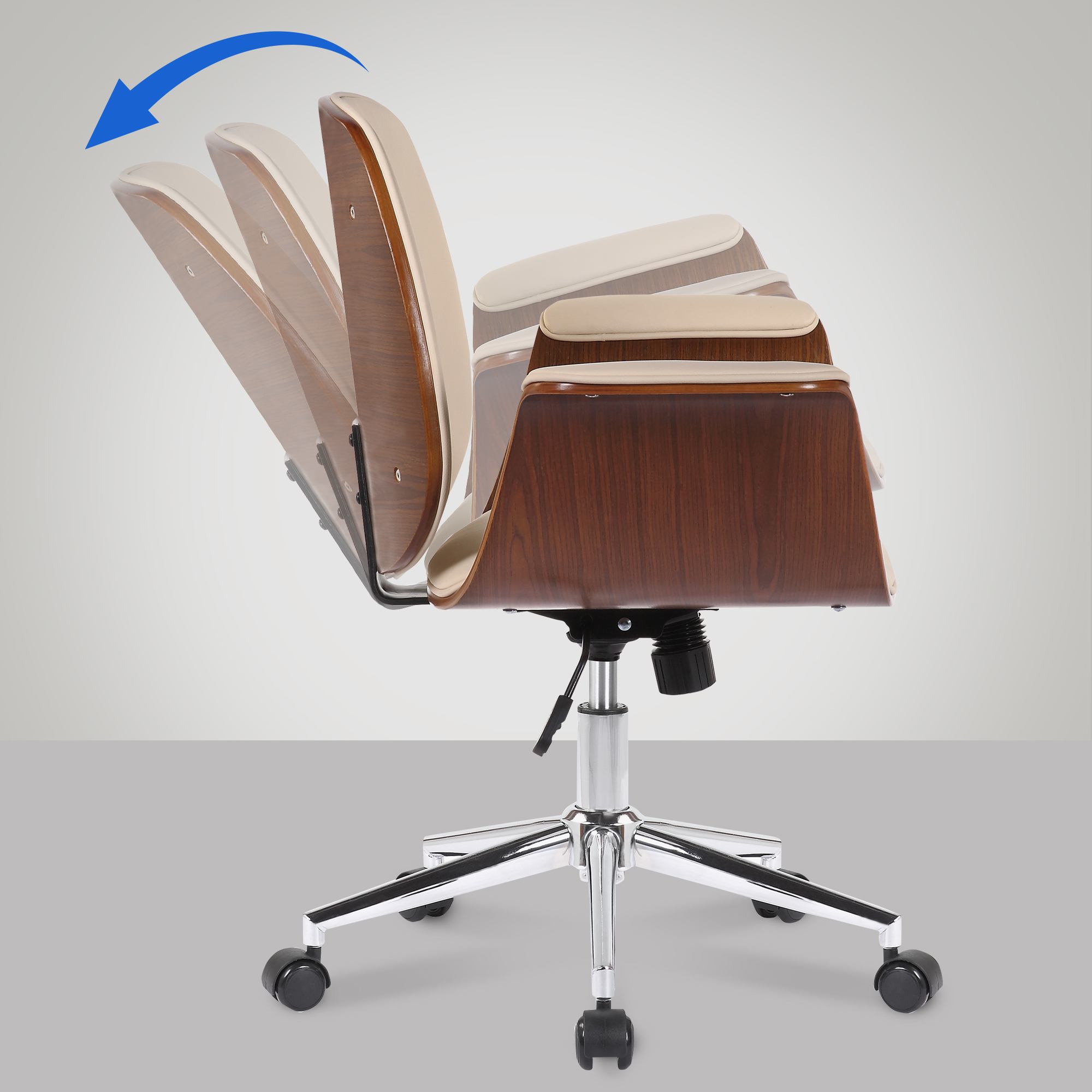 Bürostuhl Kemberg Kunstleder, walnuss/creme