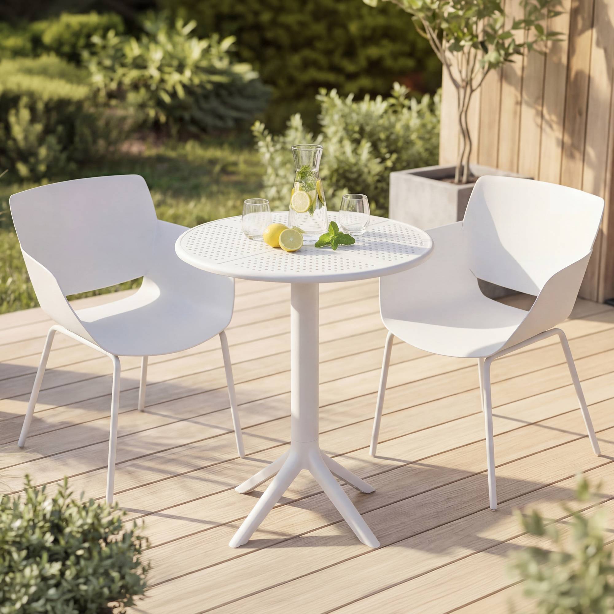 Gartenmöbel-Set Siora mit 2 Stühlen, weiß