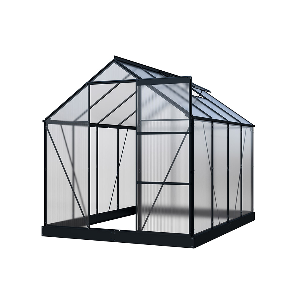 Eco Gewächshaus WALENA inkl. Fundament Schwarz - 250 x 190 cm