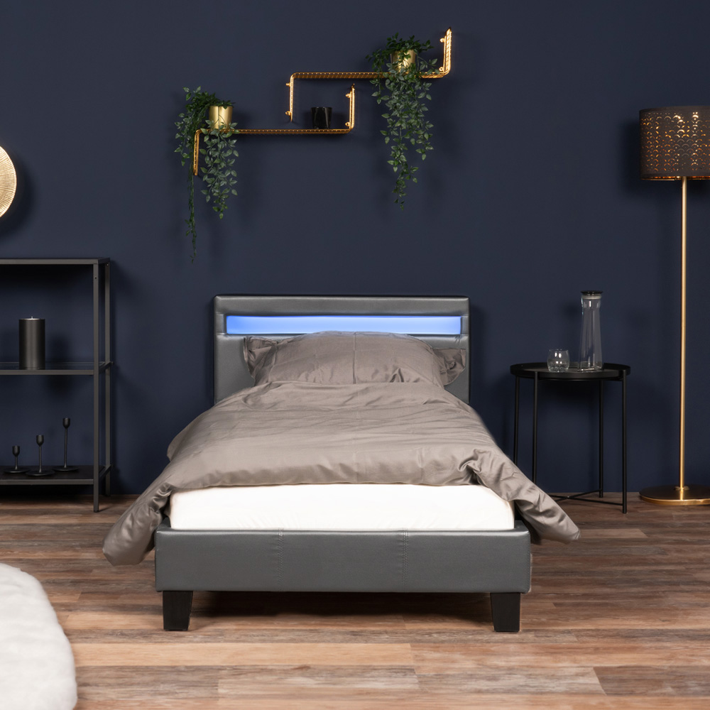 LED Bett ASTRO - 90 x 200 cm Dunkelgrau