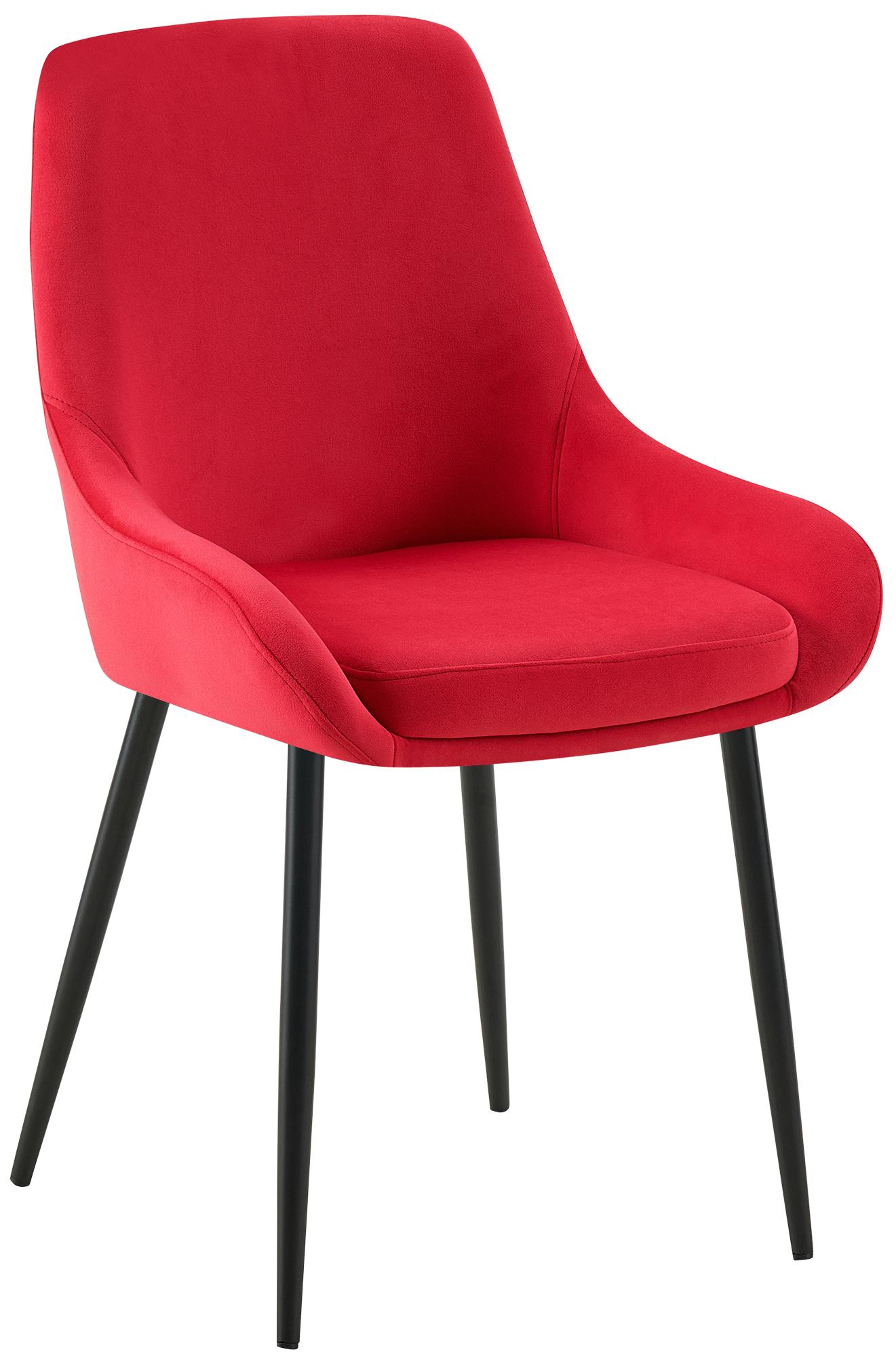 Esszimmerstuhl Elmira Samt schwarz, rot