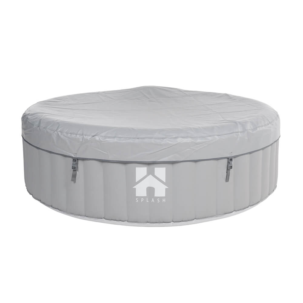 Outdoor Whirlpool inkl. Kissen, Getränkehalter und Sonnendach SPLASH - Ø208 cm 6 Personen Grau
