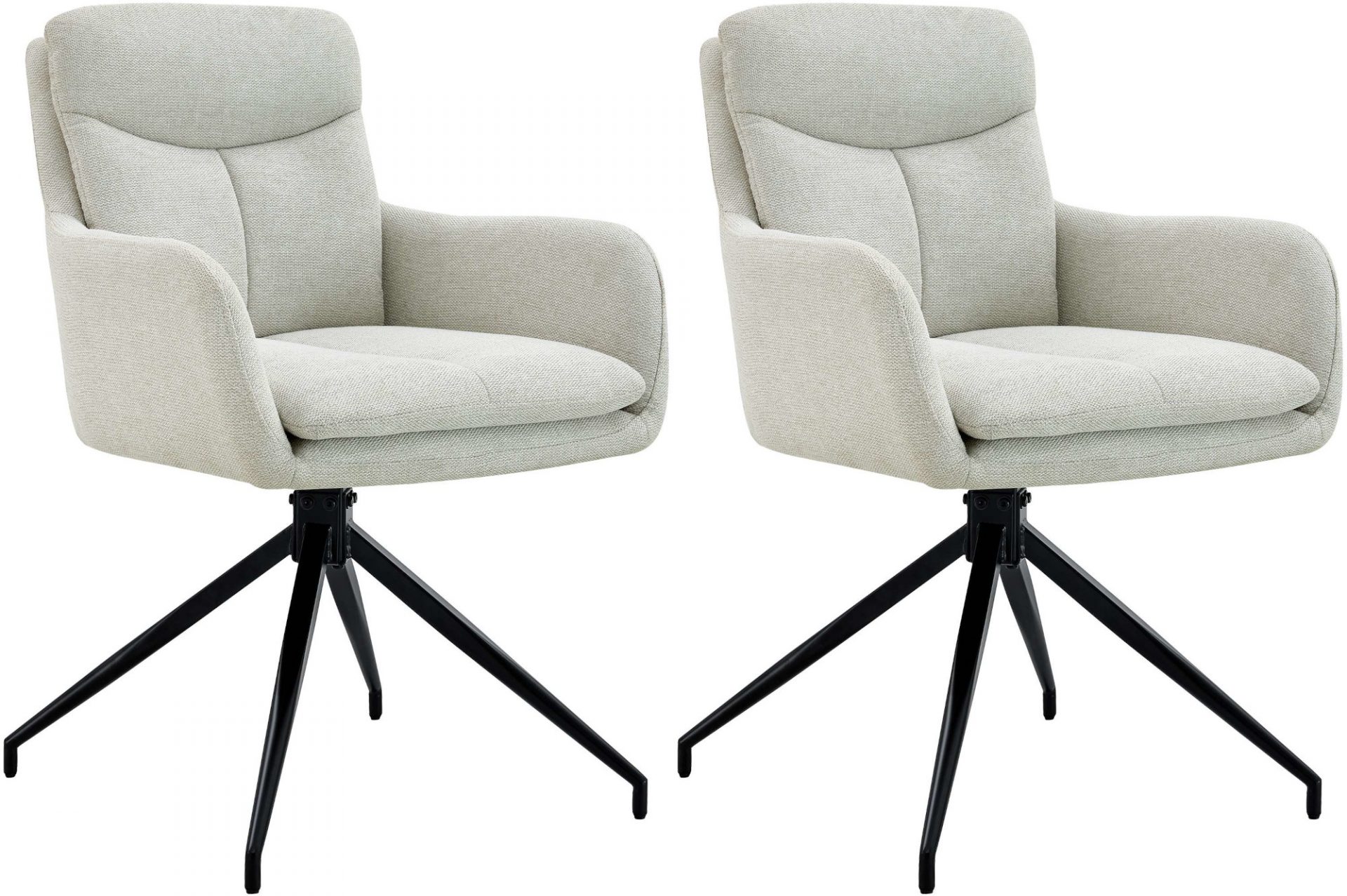 2er Set Esszimmerstuhl Somers Stoff, creme