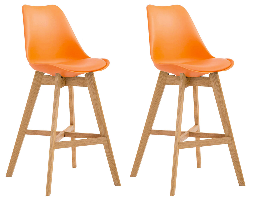 2er Set Barhocker Cannes Kunststoff natura, orange