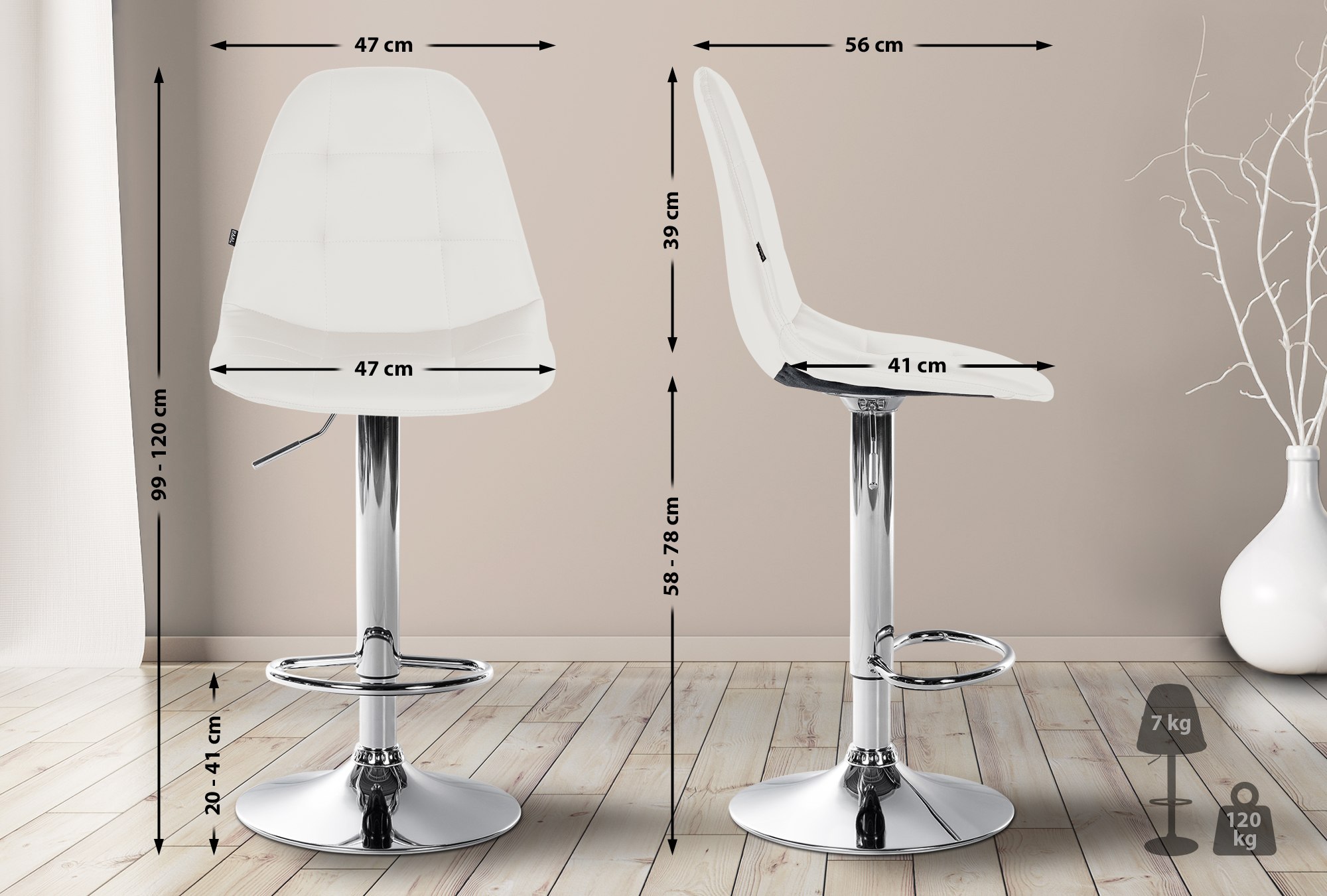 Barhocker Elmore Kunstleder C, weiß