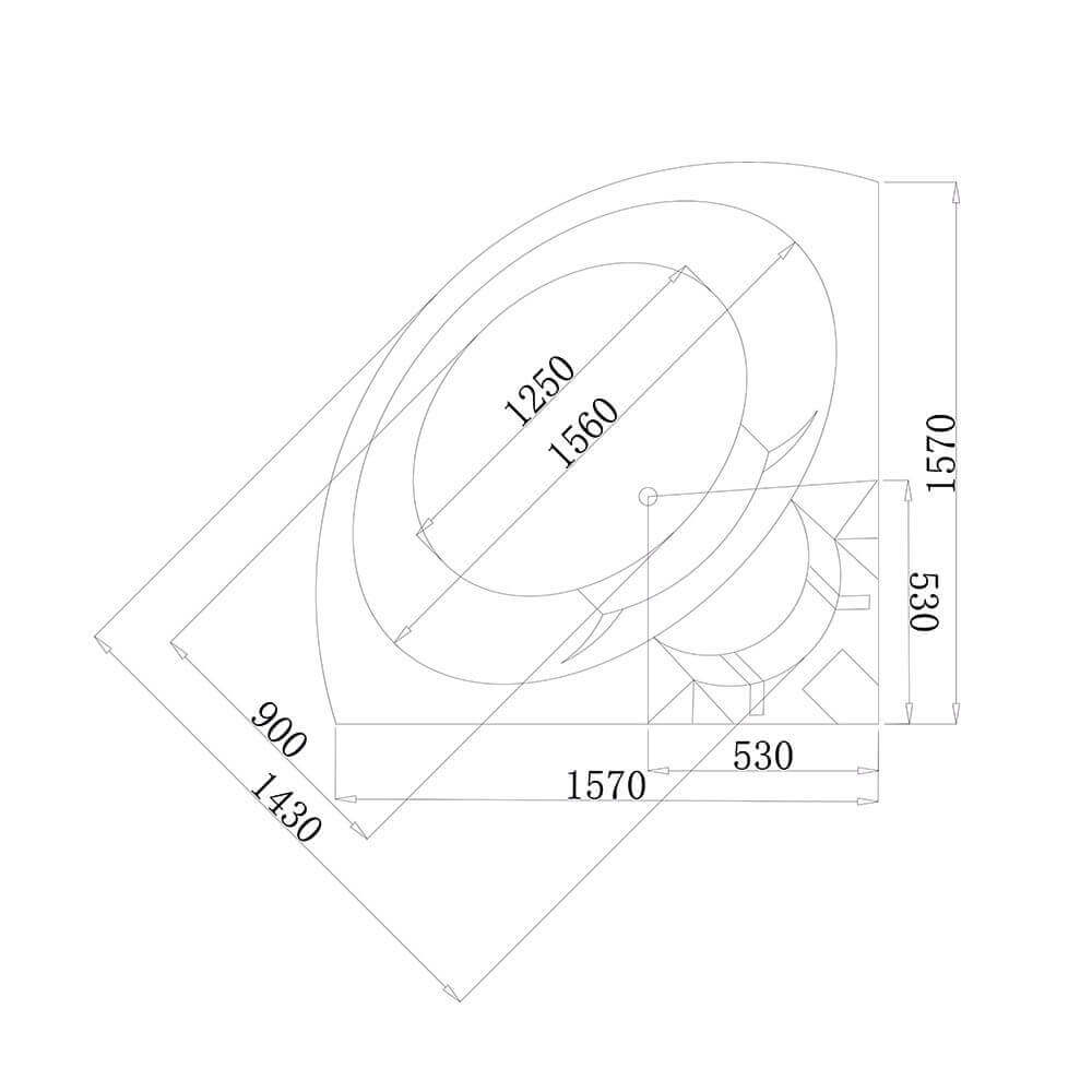 Whirlpool Badewanne mit Lichttherapie LAGUNA L - 157 x 157 cm