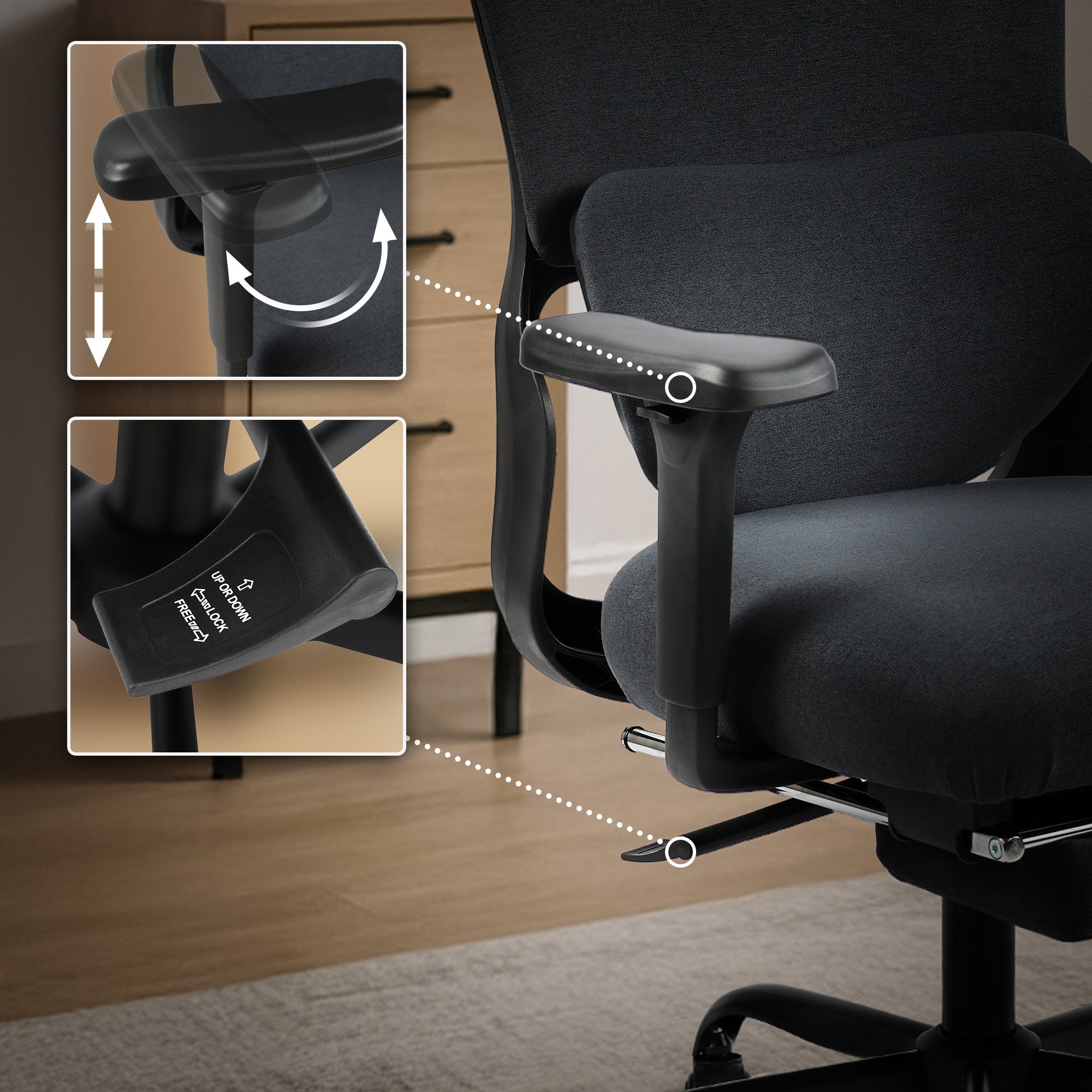 Bürostuhl Leesburg, schwarz/schwarz