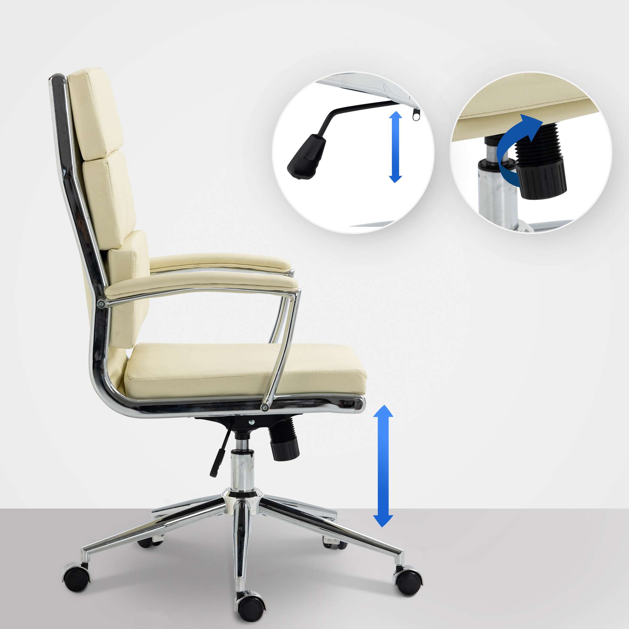 Bürostuhl Cleveland Kunstleder, creme