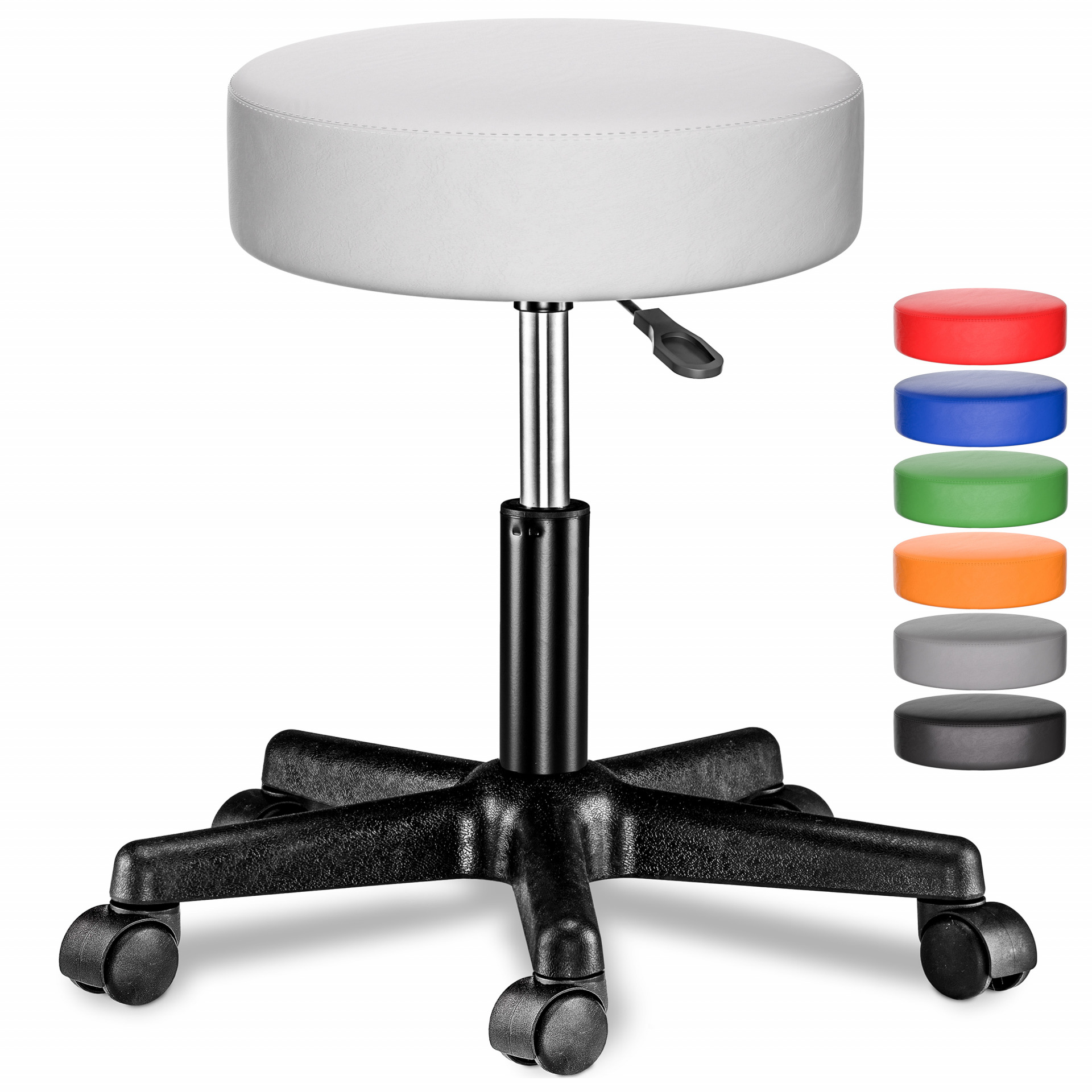 Rollhocker Kunstleder Weiß 360° drehbar