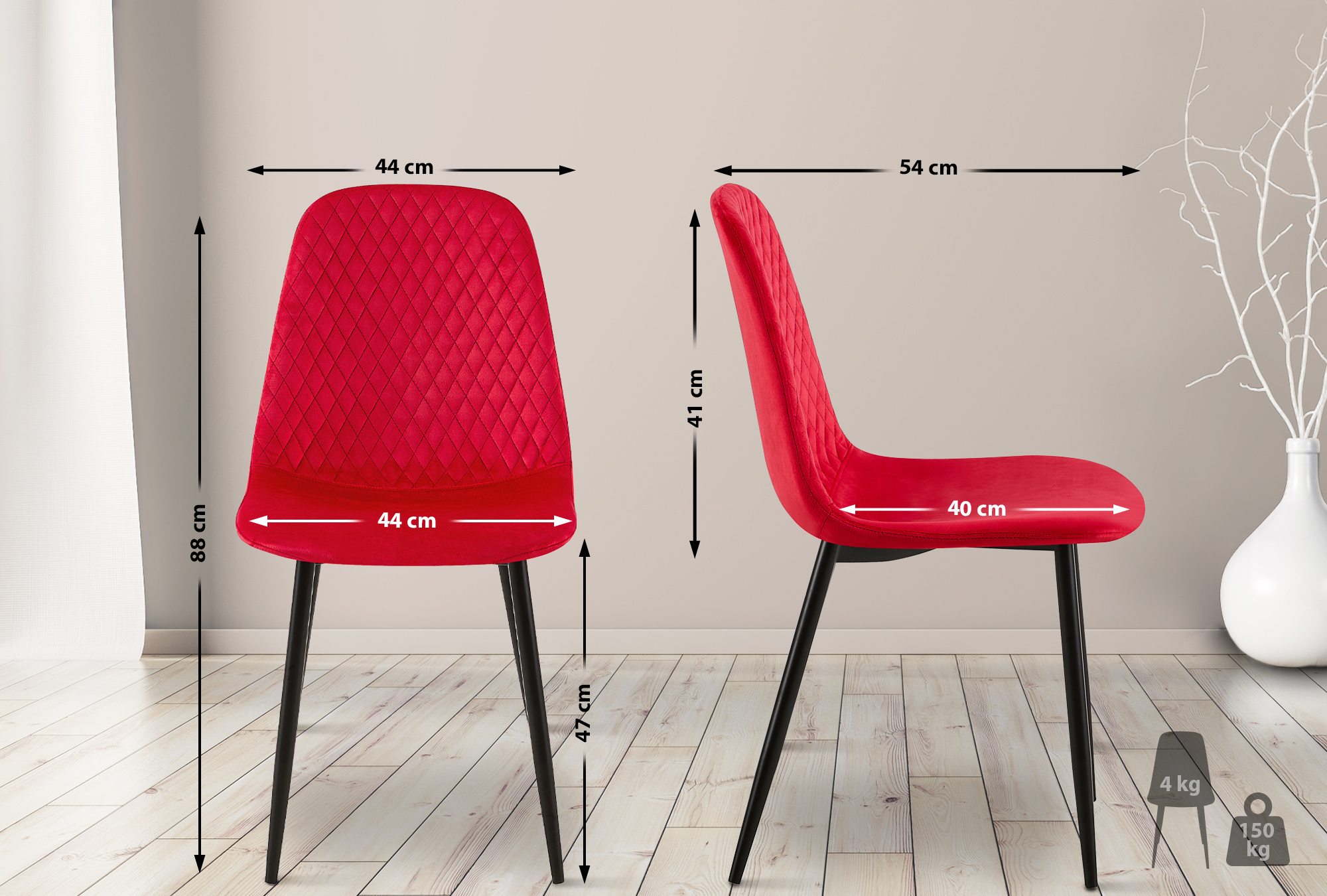 Stuhl Giverny Samt, rot