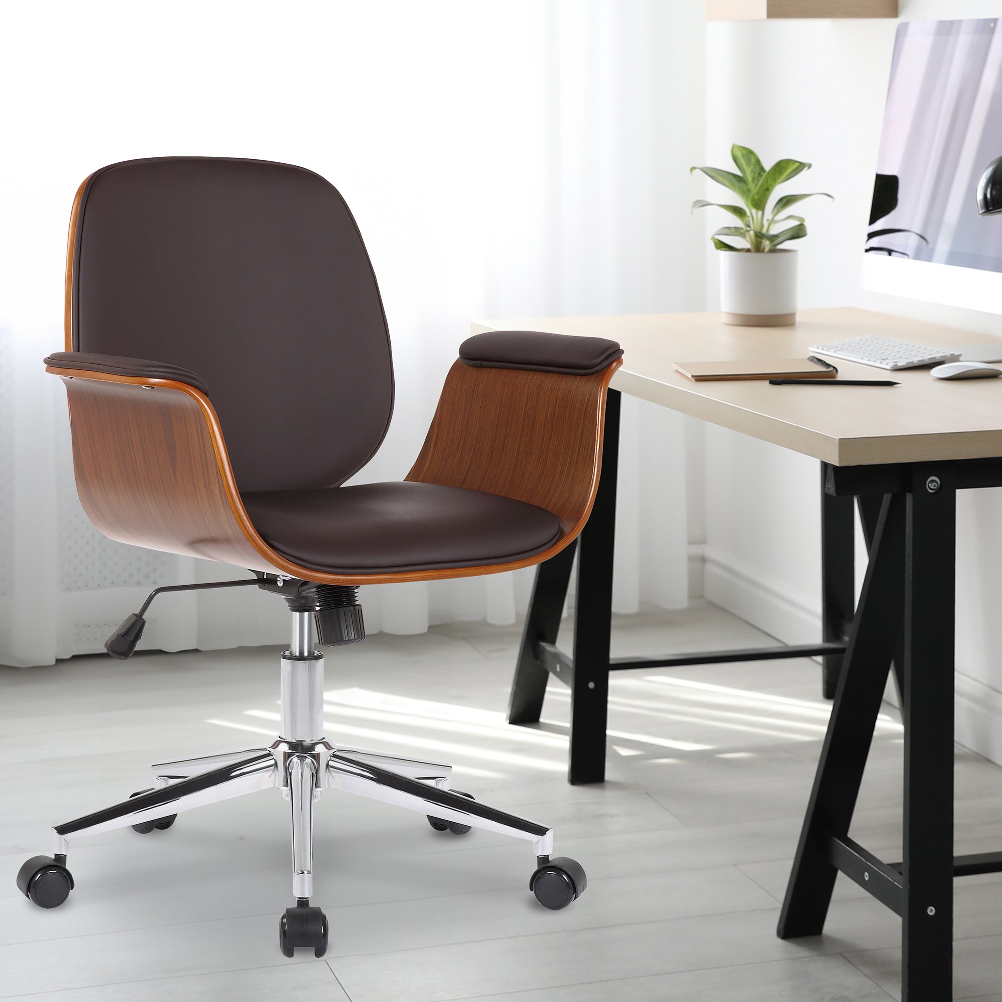 Bürostuhl Kemberg Kunstleder, walnuss/braun