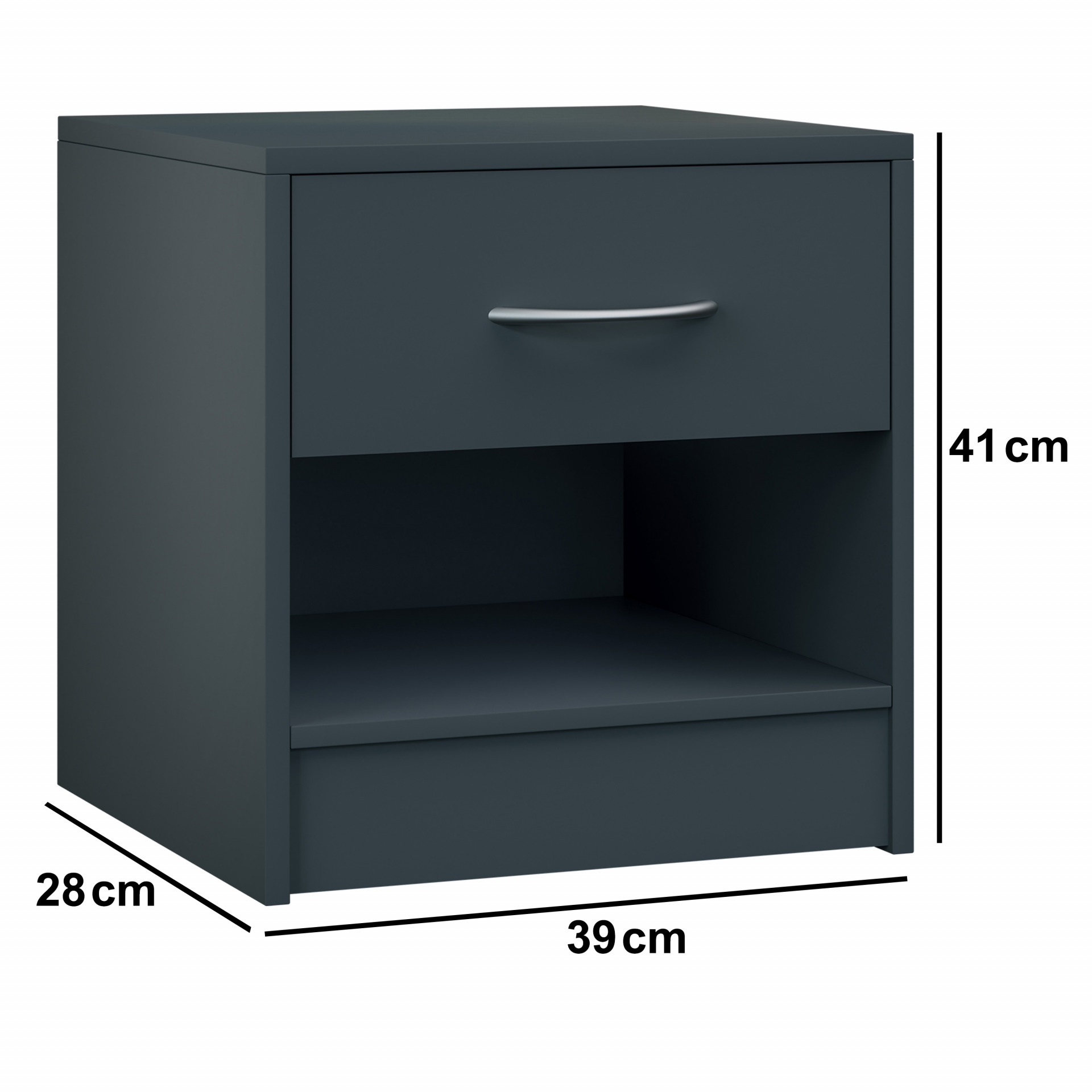 Nachttisch Kiel 2er-Set Anthrazit 41x39x28cm