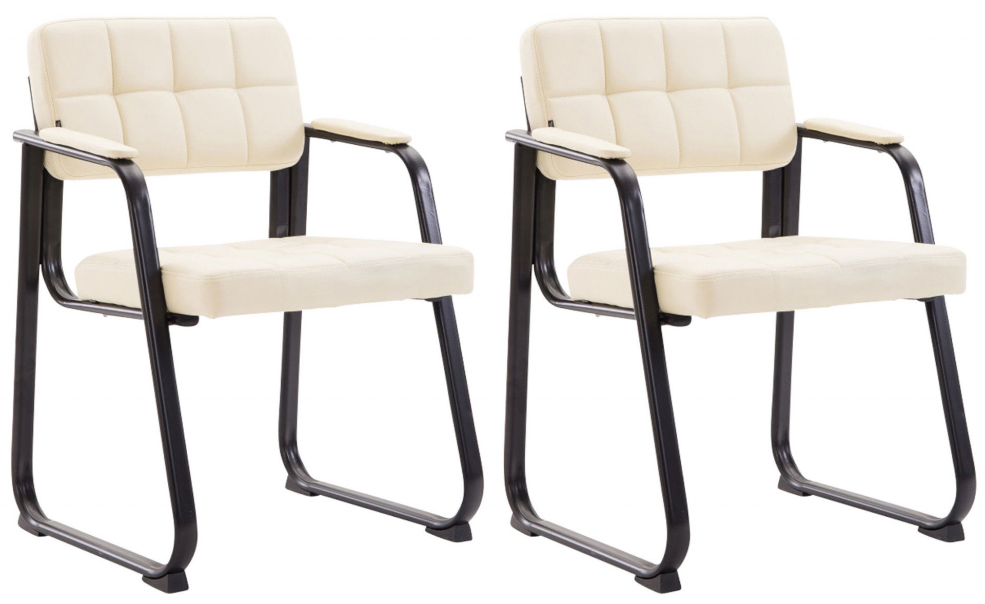 2er Set Besucherstühle Canada B Kunstleder, creme