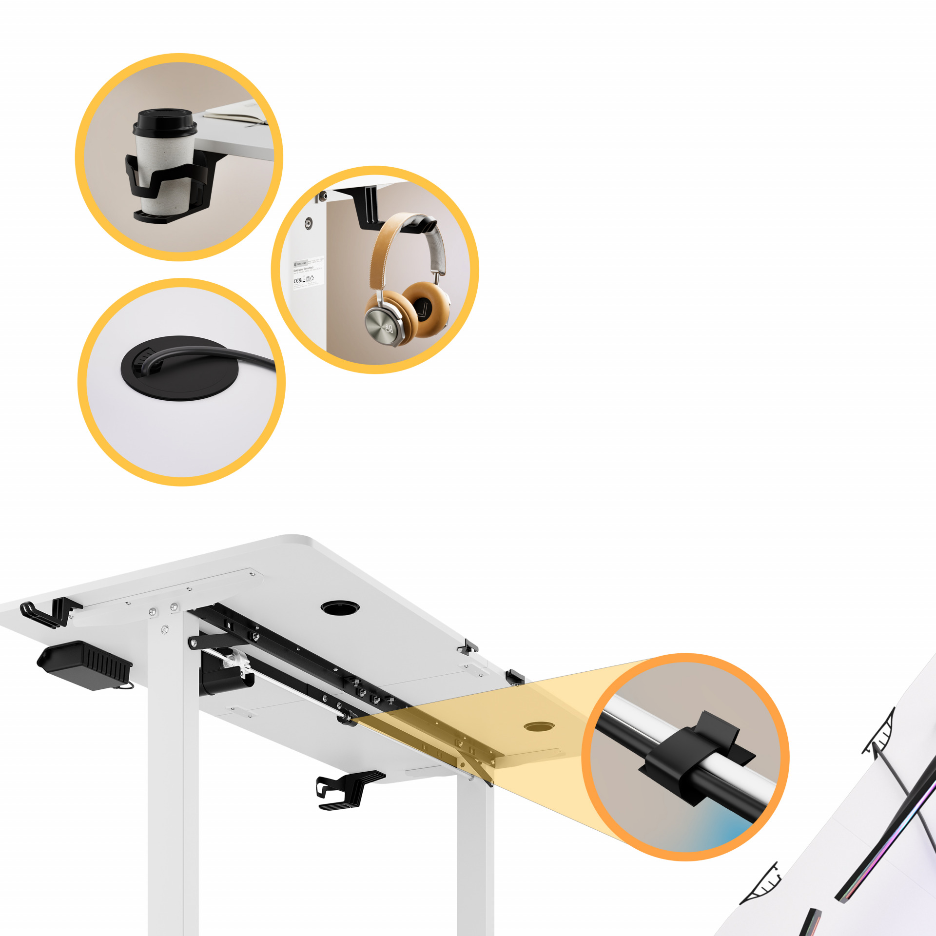 Höhenverstellbarer Schreibtisch Weiß 140x60x73-118cm