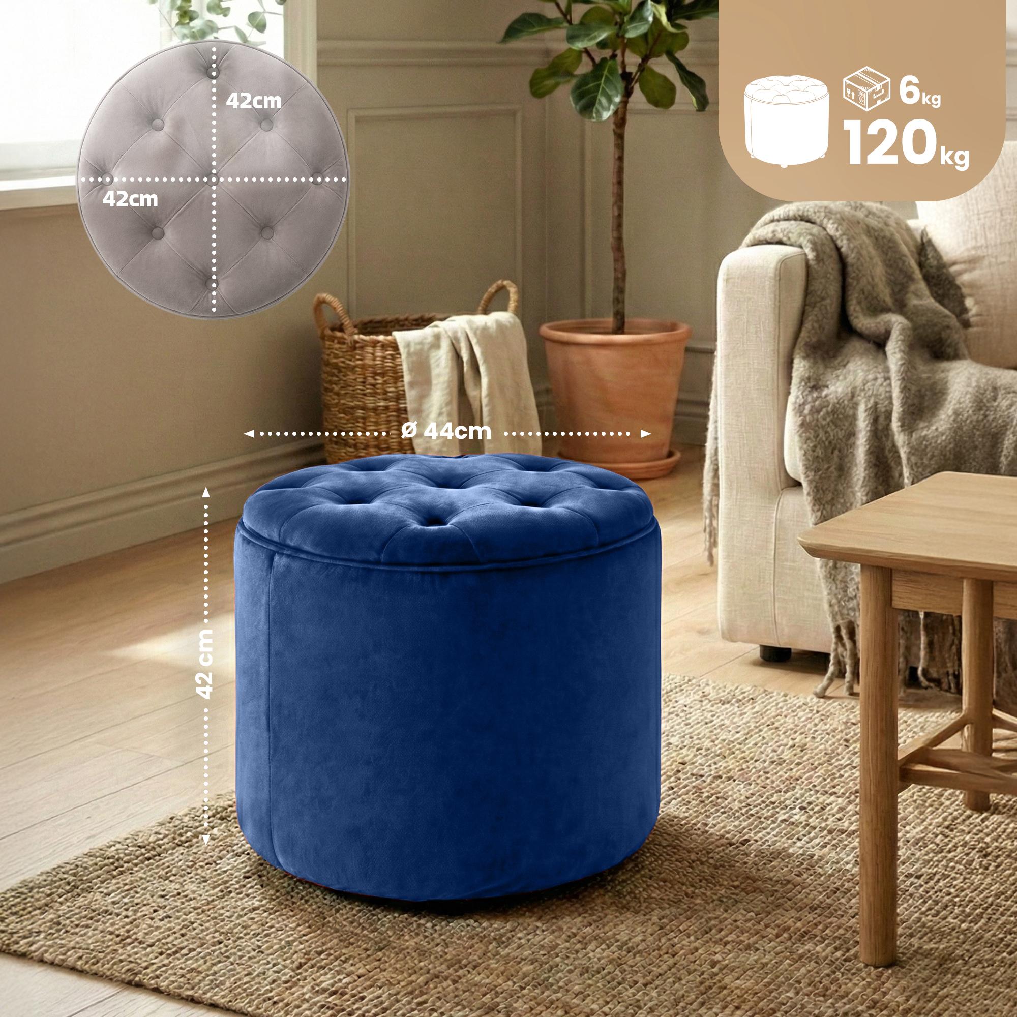 Sitzhocker Pantin Samt, blau