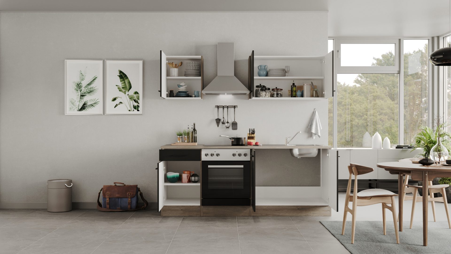 Küchenzeile Capri 210 cm mit E-Geräten