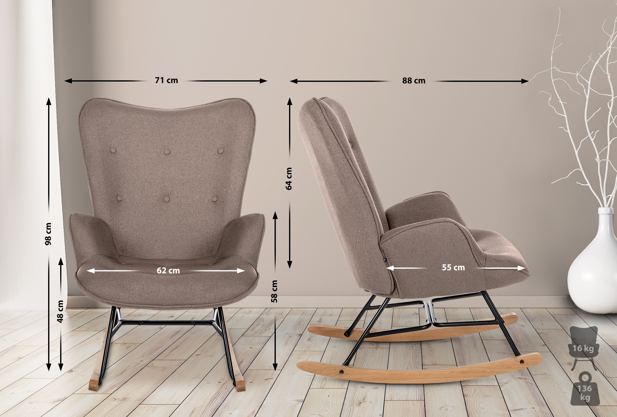 Stuhl Sanka Stoff, taupe