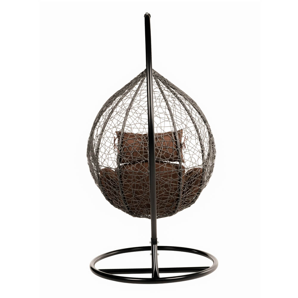 Polyrattan Hängesessel mit Regenabdeckung CIELO - Grau/Braun